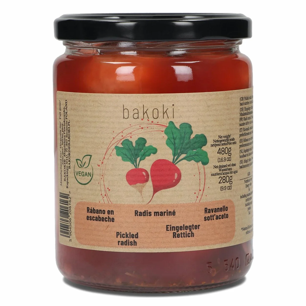 BAKOKI Rábanos Marinados Premium, 2 x 480 g (Paquete de 2)