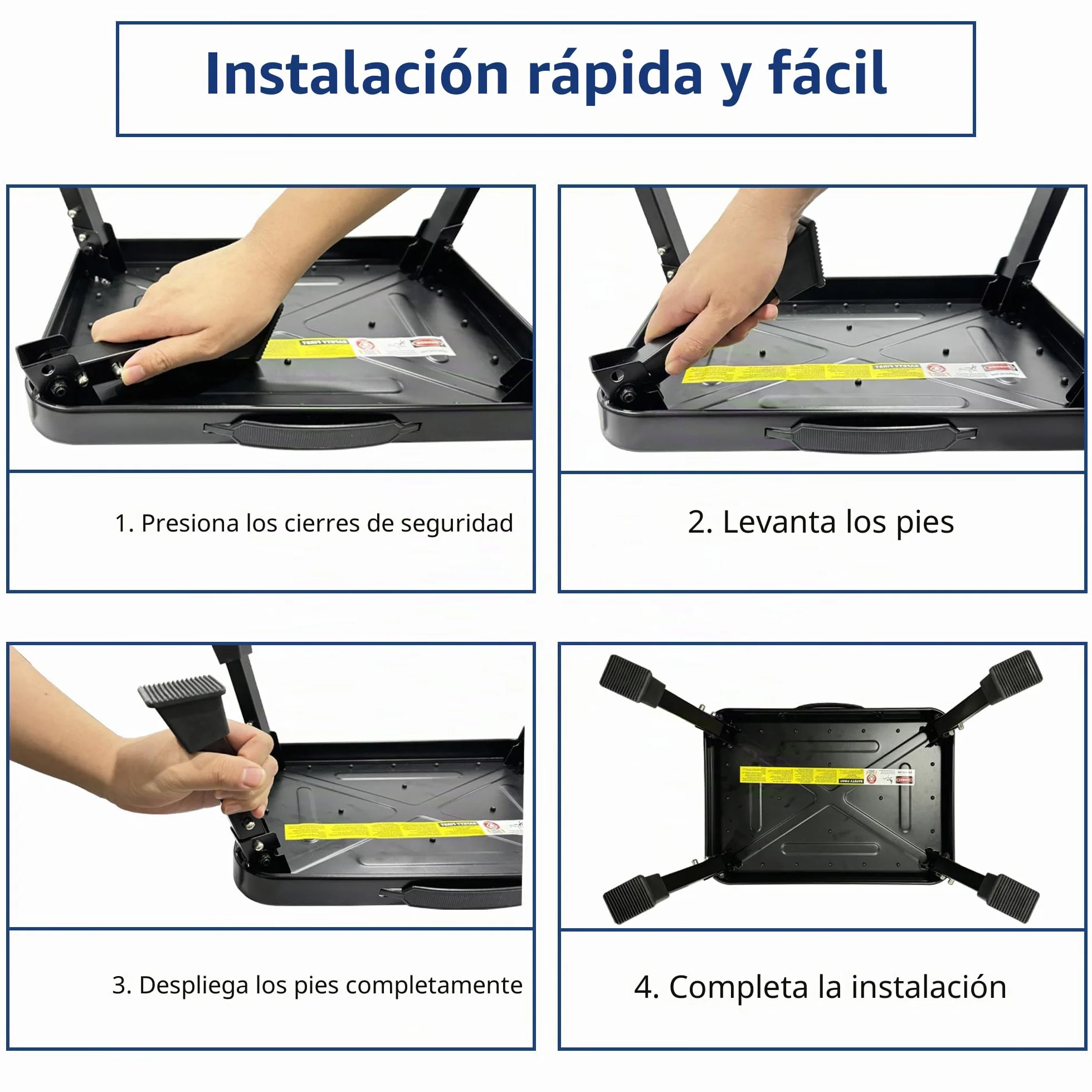 BONTEC Taburete Plegable Escalera Plegable 150 kg Capacidad de Peso Multifuncional Portátil Negro