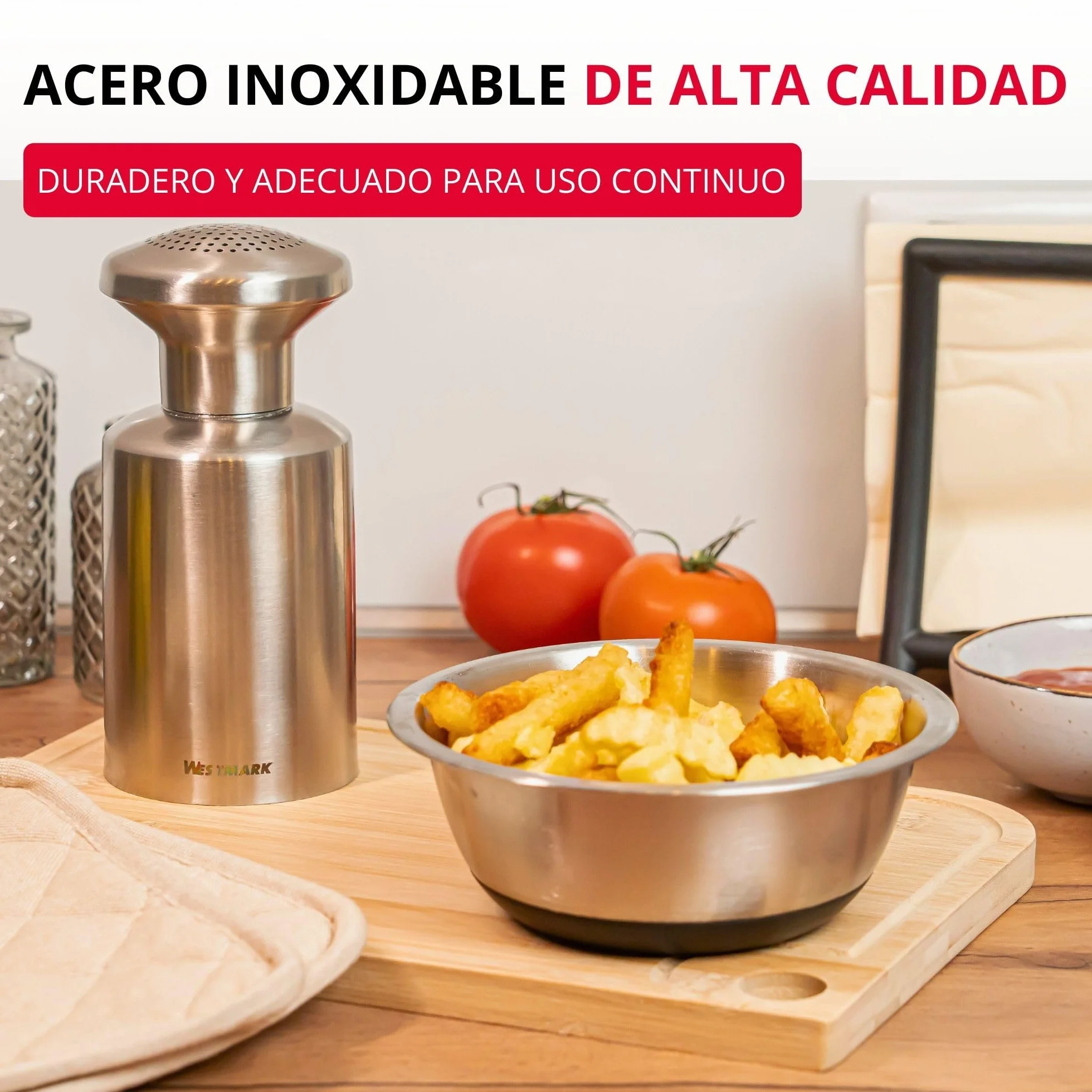 Westmark Salero gastro Alpha – ideal como especiero para cocinas de catering y cantinas, sal y azúcar – acero inoxidable, 500 ml