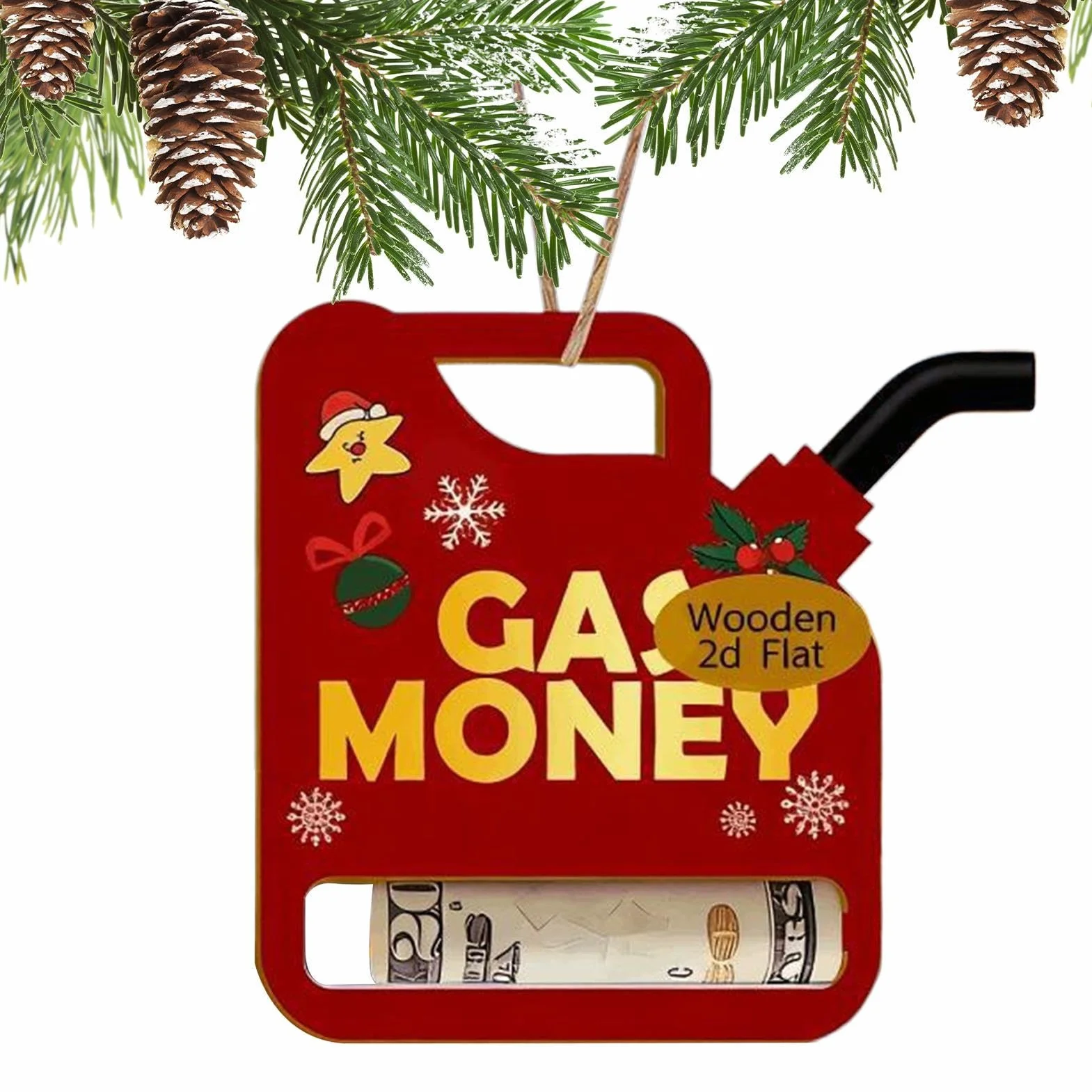 Sujetador De Efectivo Navideño,Clip De Almacenamiento De Madera 2D para Fiestas | Sobres De Efectivo Navideños - para Hombres Papel De Regalo Cumpleaños Vacaciones Moneda