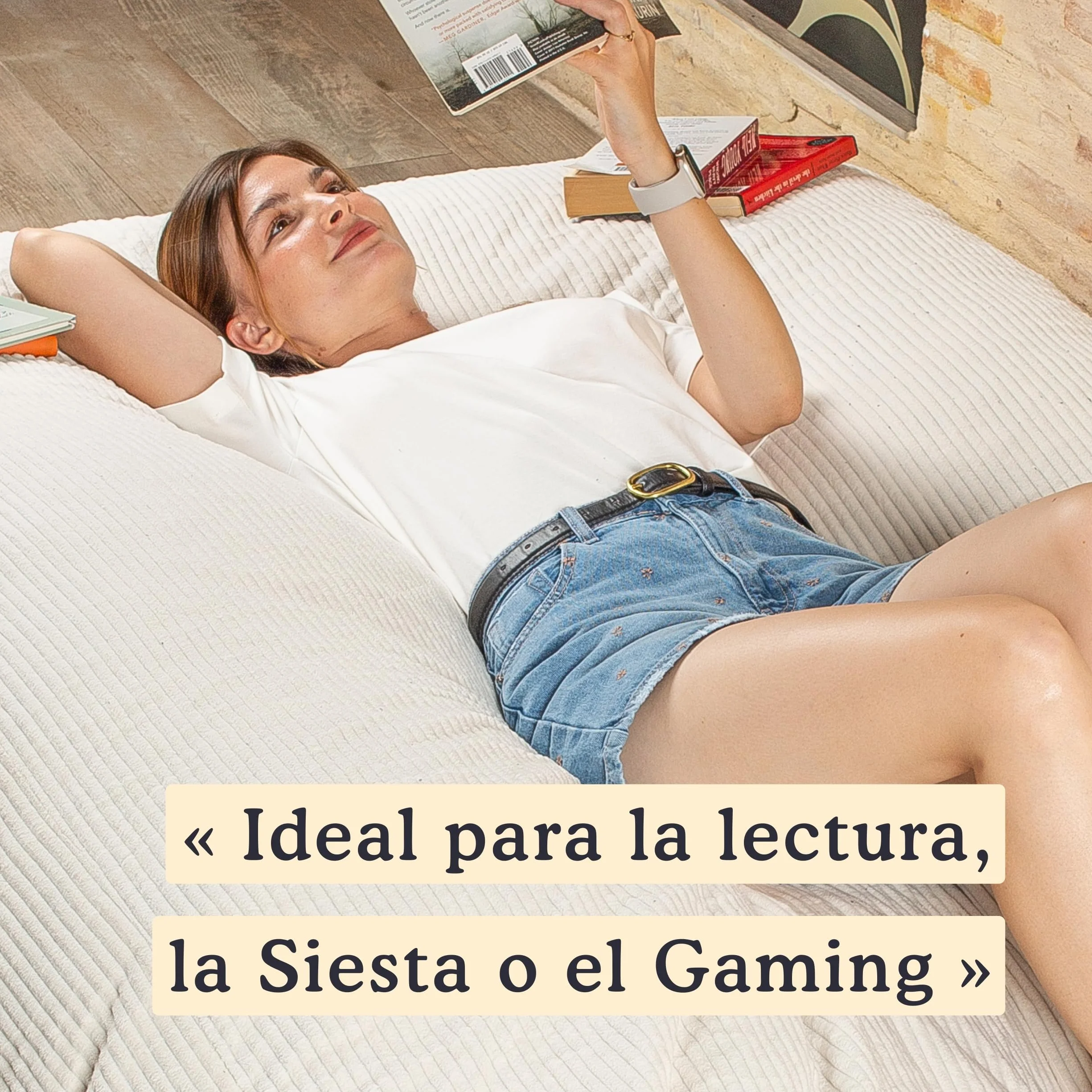 bananair - Puff Gigante de Pana Ancho - Suave y Confortable - Puff Cama con Relleno de Espuma Incluido, Óptimo Apoyo para la Espalda - Bean Bag, Sofa Puff XXL Muy Cómodo (180 x 140 cm, Blanco Roto)
