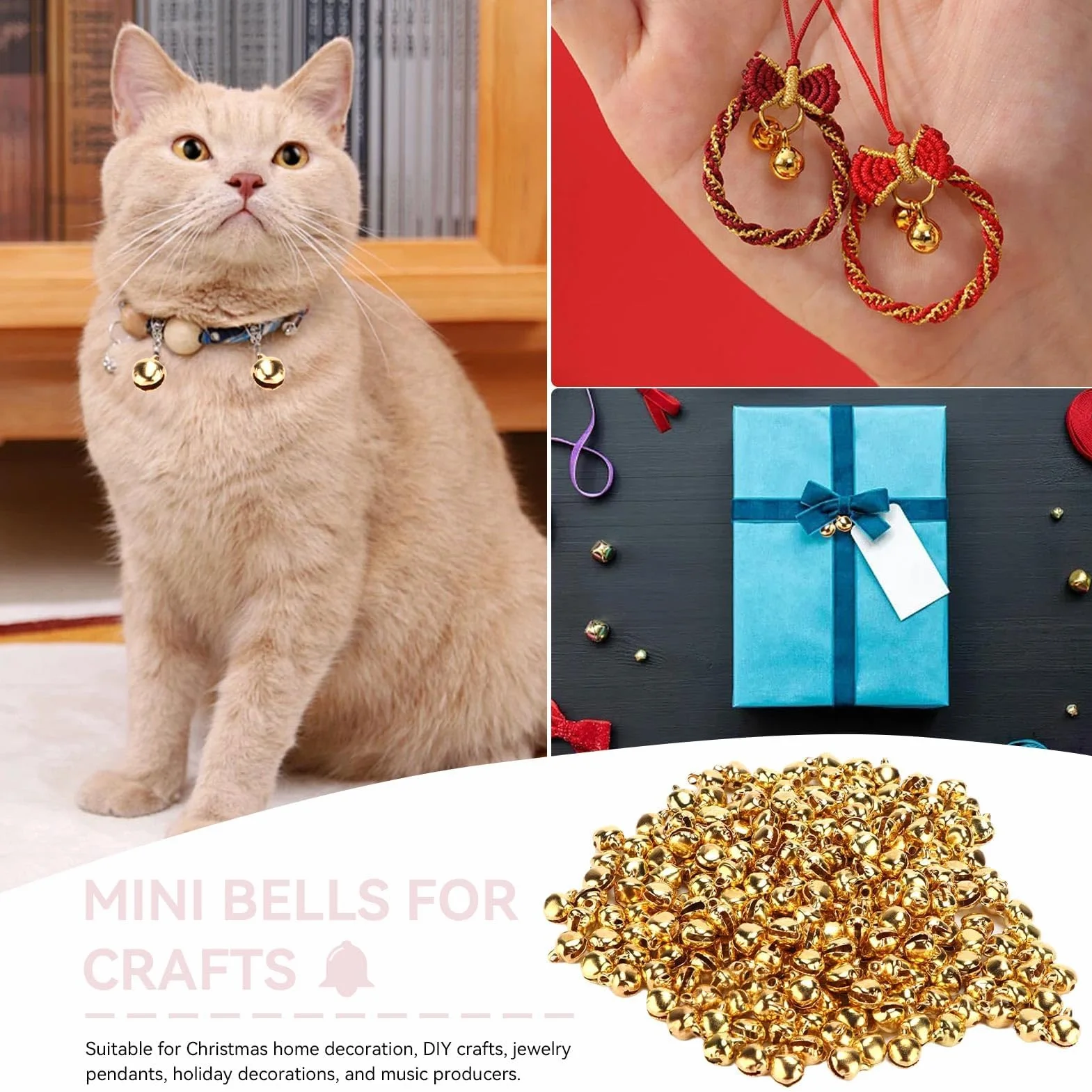 Cascabeles Pequeños 6mm Dorados 300 Piezas para Manualidades Navidad