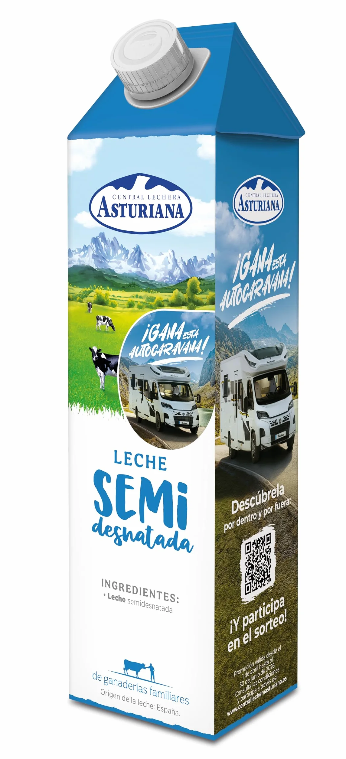 Central Lechera Asturiana Leche Semidesnatada Pack 6 x 1L