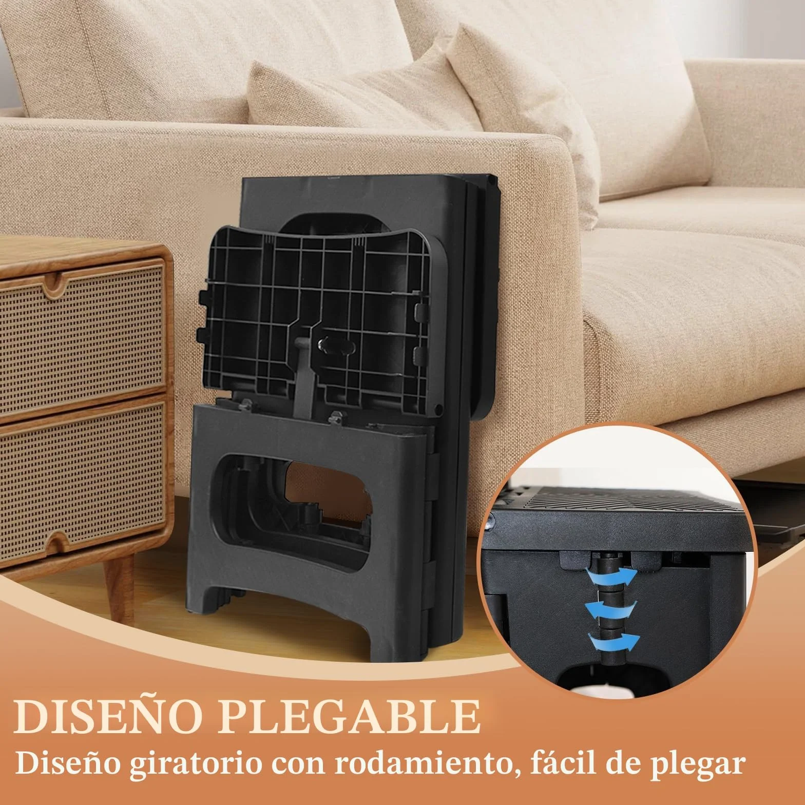 Taburete de 2 Escalones, Portátil Taburete Escalera Plegable con Pedales Antideslizantes Capacidad de Carga de 150 kg Escalera 2 Peldaños para Cocina, Hogar, Oficina, Exterior