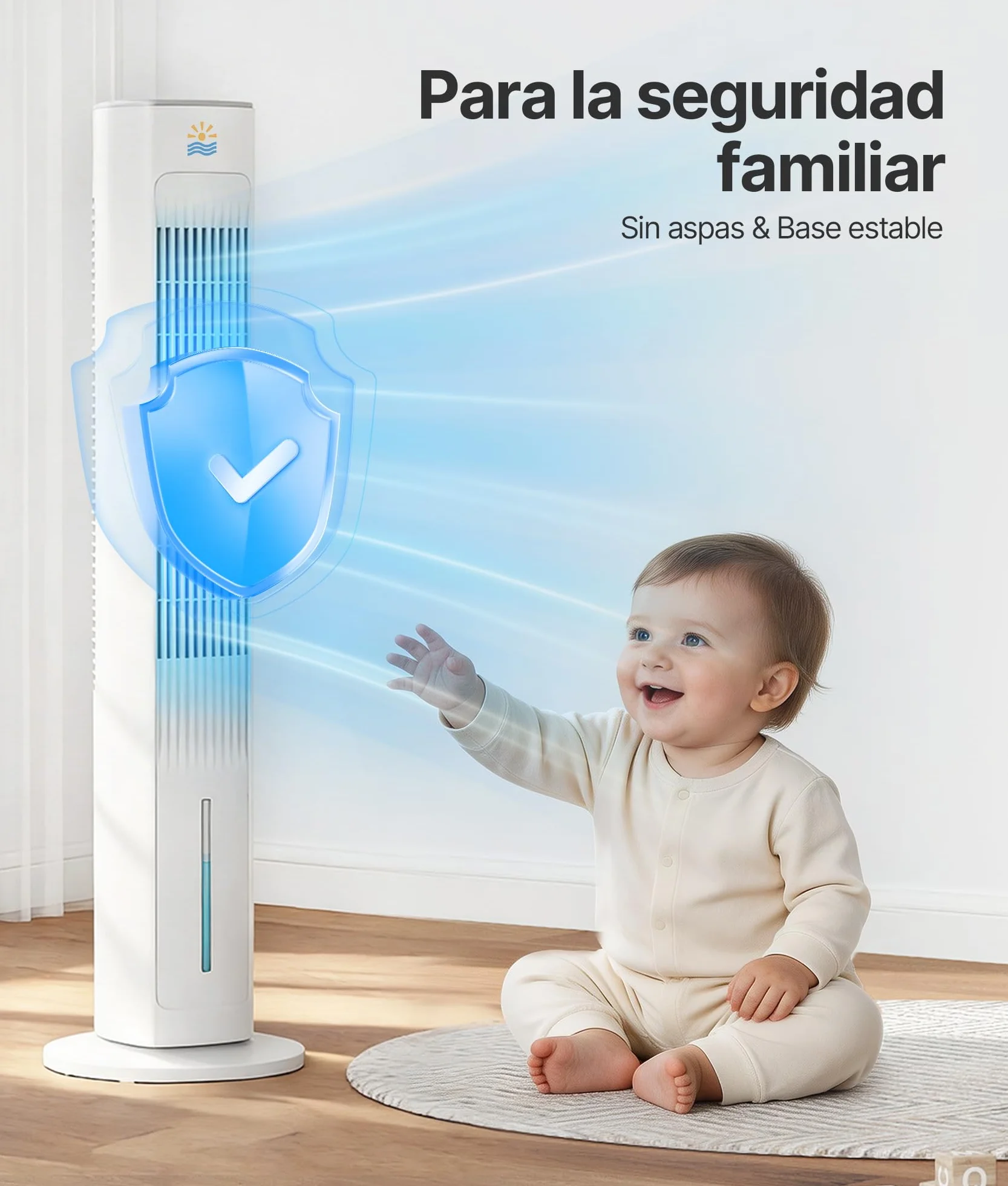 Climatizador Evaporativo Portátil- Alternativa al Aire Acondicionado Portatil Enfriador de Aire Silencioso,3 Modos, Temporizador 12H, Mando, Blanco