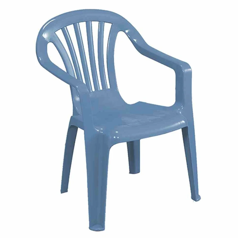 Silla de jardín apilable para niños, Made in Italy, 37x37x52 cm, Color Azul Claro