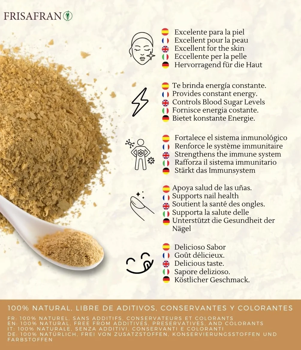Frisafran Levadura Nutricional 100g con B12 y Vitamina B Proteínas Vitaminas Sin Gluten