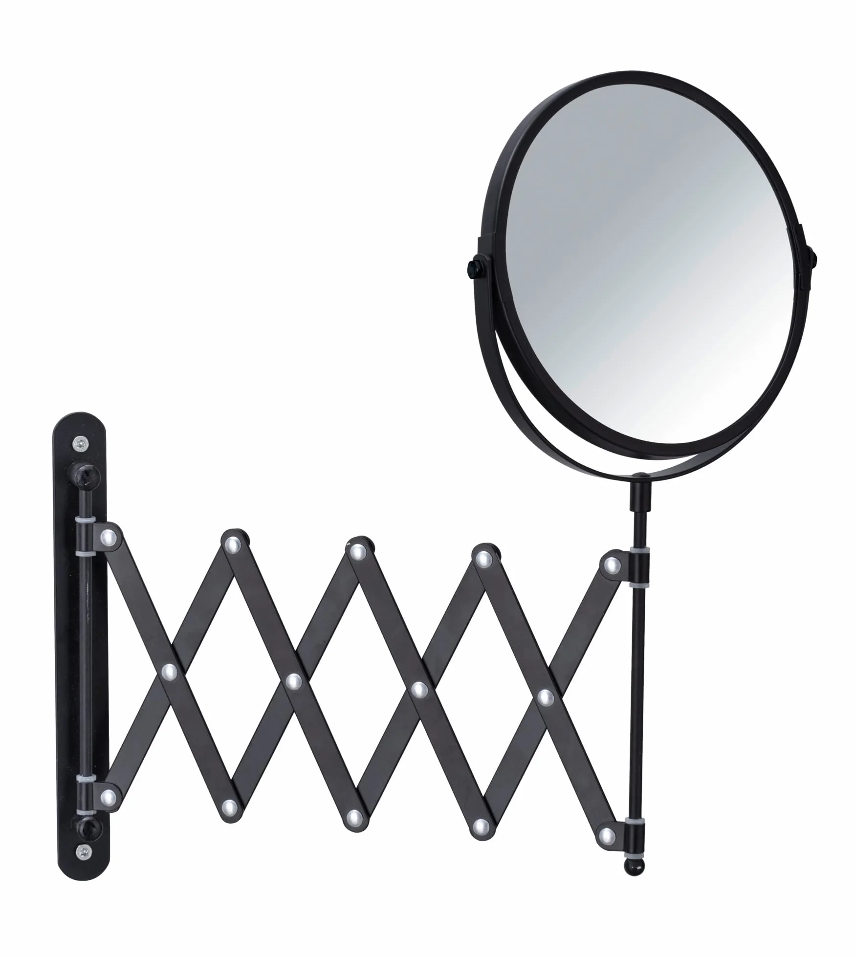 Wenko Khalia-Foto-Espejo de Pared telescópico (3, 16 cm de diámetro, Aumento del 300%), Metal, Negro, 6350 x 219 x 37, 38.5 cm, 24100100