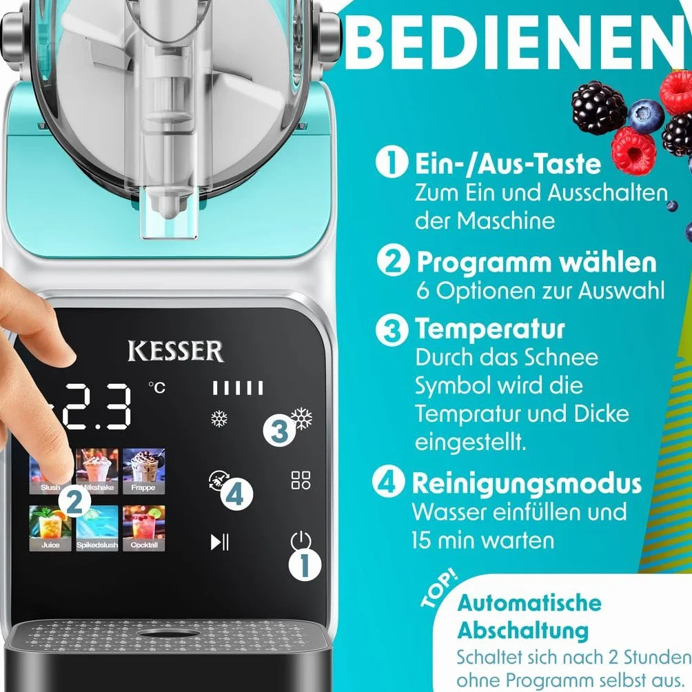 KESSER® Máquina de Slush 2L 6 Programas Hogar Fabricadora de Slush Helados Frappés Batidos