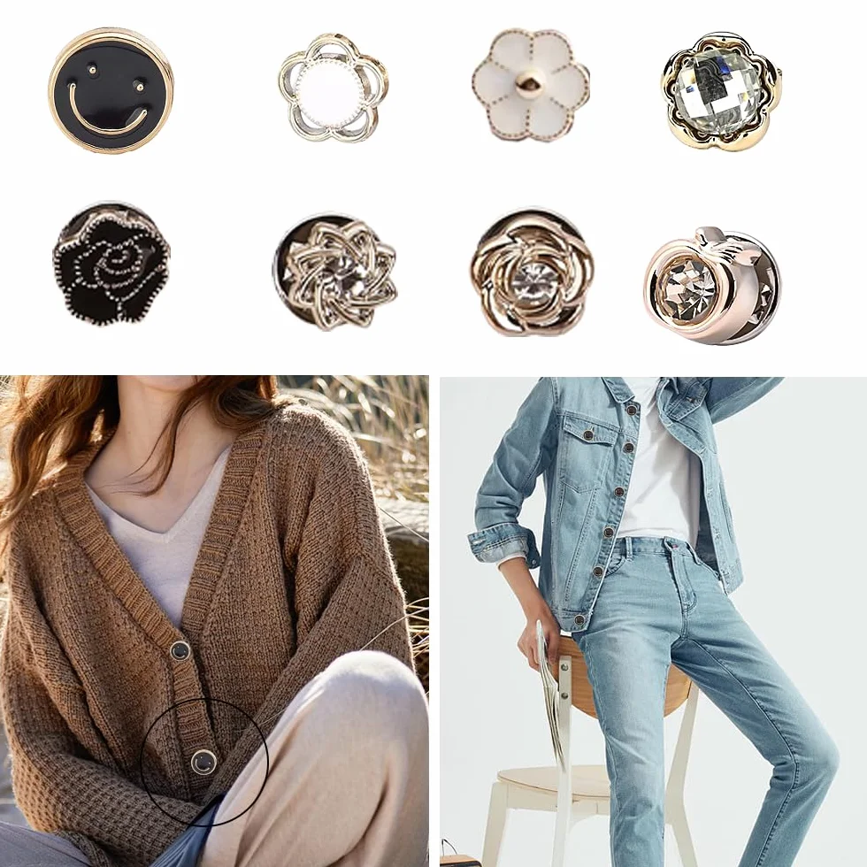 Botones de Broche de Camisa, 20 Piezas Mujer Camisa Broche Botones, Botones de Camisa Invisibles, Pines de Botón sin Coser, para Camisa, Ropa, Decoración de Sombreros