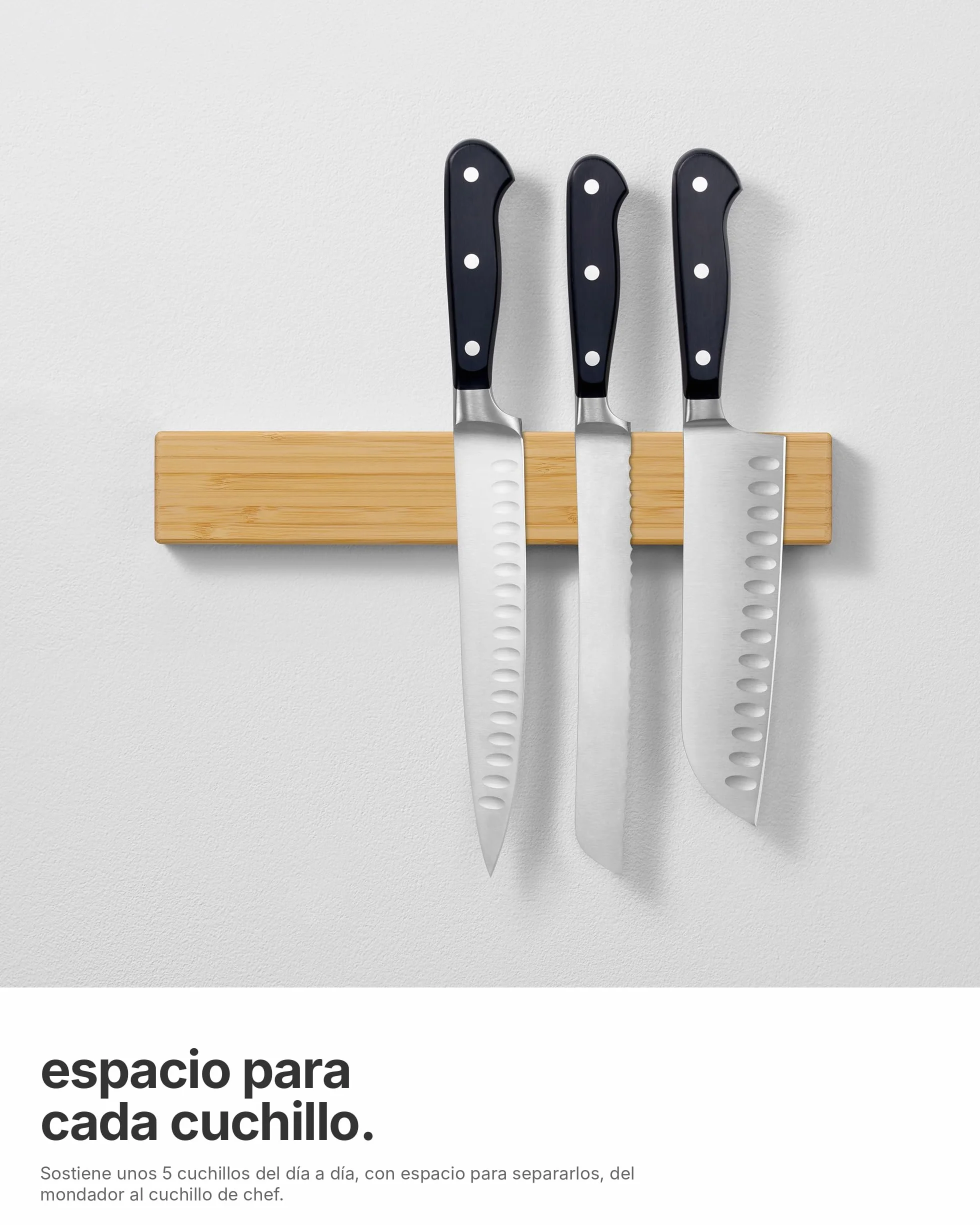 Soporte Magnético para Cuchillos de Pared, Barra Imán de Cocina en Bambú 30 cm