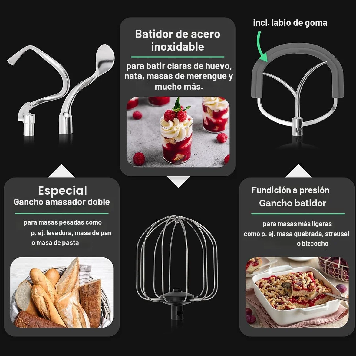 ProfiCook® robot de cocina | XXL | 12L bol | amasadora | motor 2500W | engranaje metálico | pantalla LED | robot de cocina | para hasta 8,5 kg de masa | 13 velocidades | PC-KM 1254 acero inoxidable