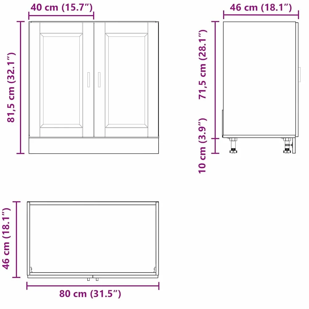 vidaXL Mueble bajo Fregadero Porto Roble Ahumado Madera ingeniería