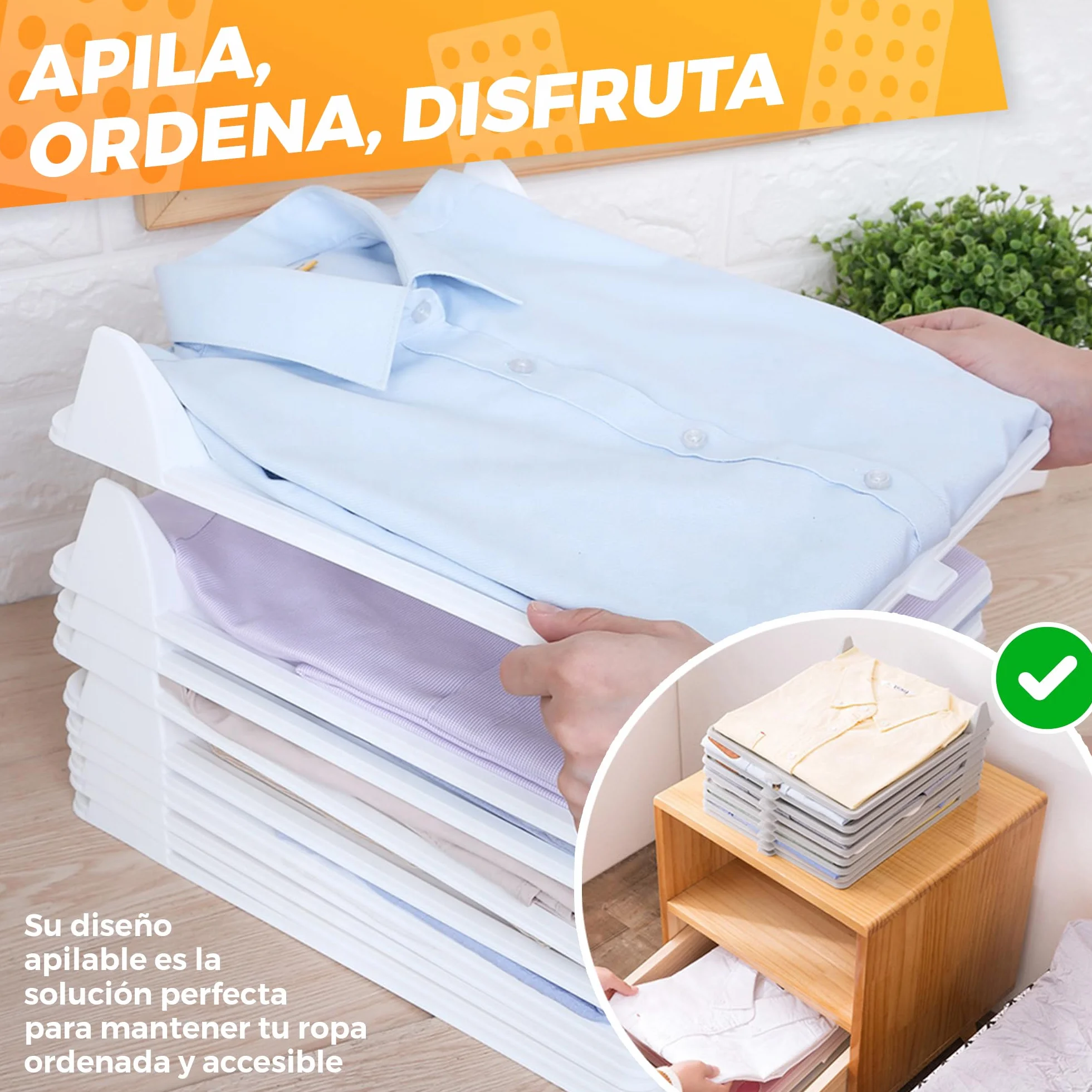Organizador armario para camisetas PACK 10 resistentes antiarrugas antihumedad