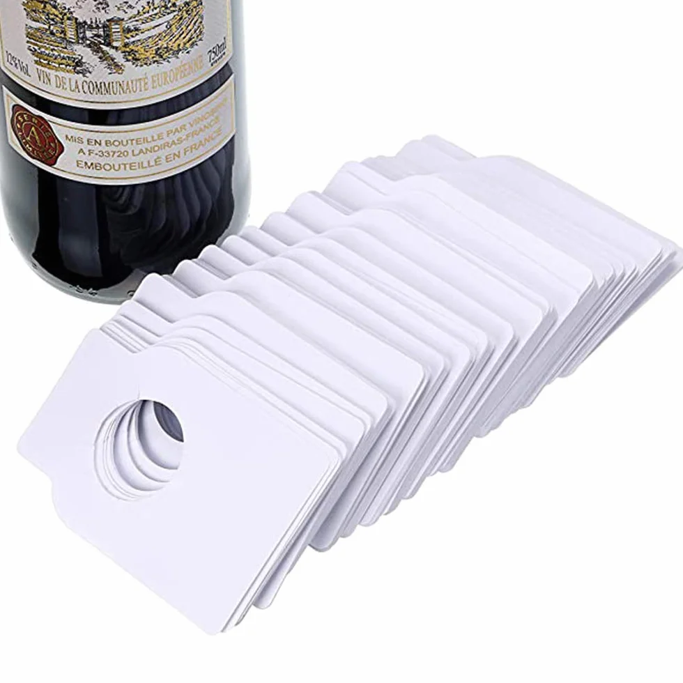 100 Piezas Etiquetas para Botella de Vino, Etiquetas para Botellas de Vino en Blanco, Etiquetas de Vino de Botellas, Se Utiliza para Marcar Etiquetas de Botella de Vino