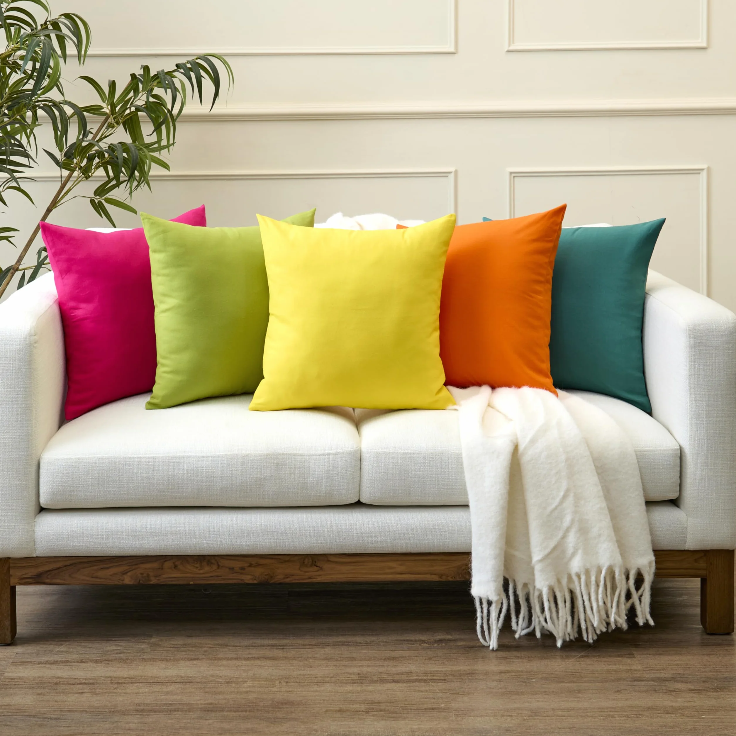 Encasa XO Conjuntos de Almohadas de algodón 2 Piezas 40x40 cm Amarillo Lavable