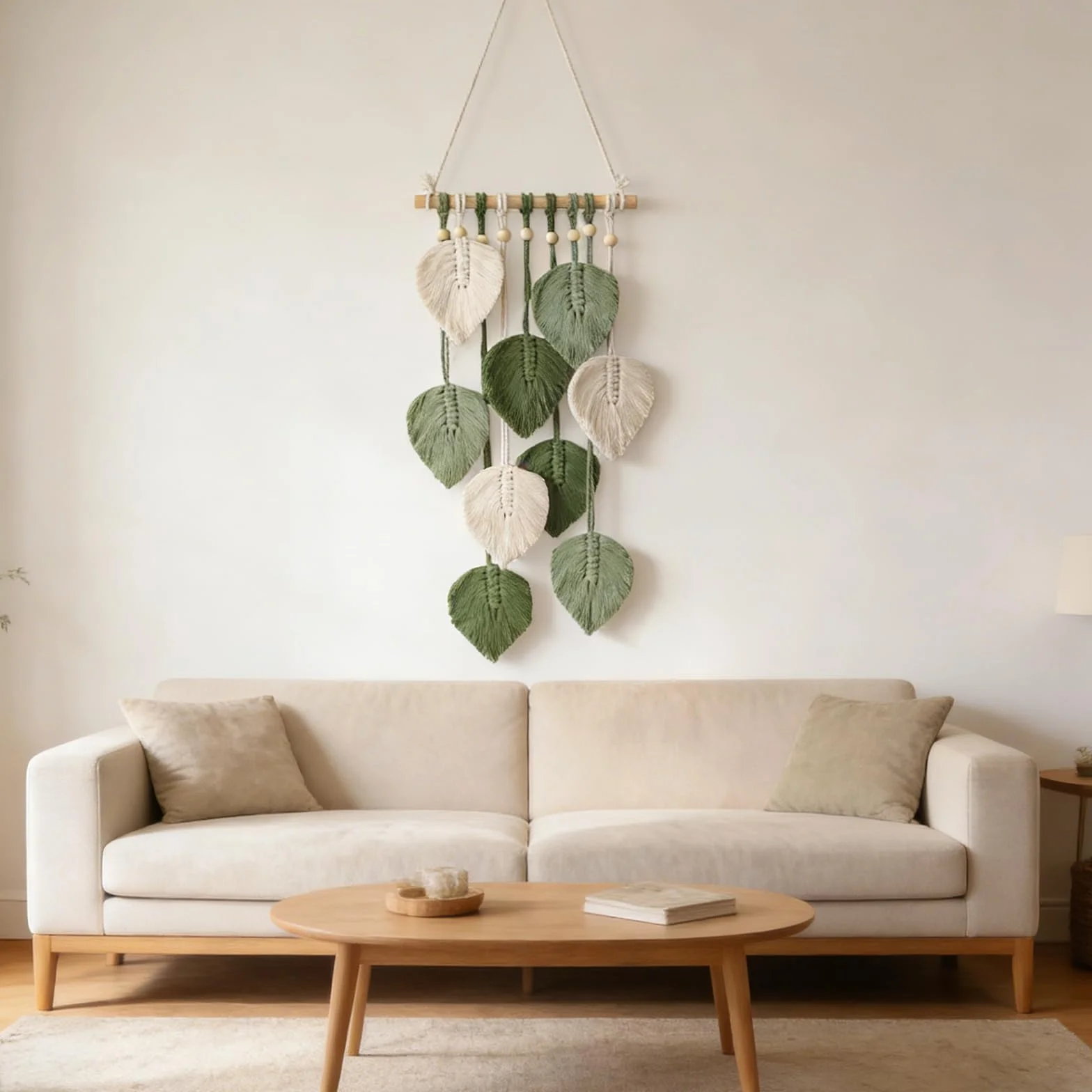 Tapiz de Macramé Boho Hecho a Mano Algodón Natural para Decoración de Pared Dormitorio