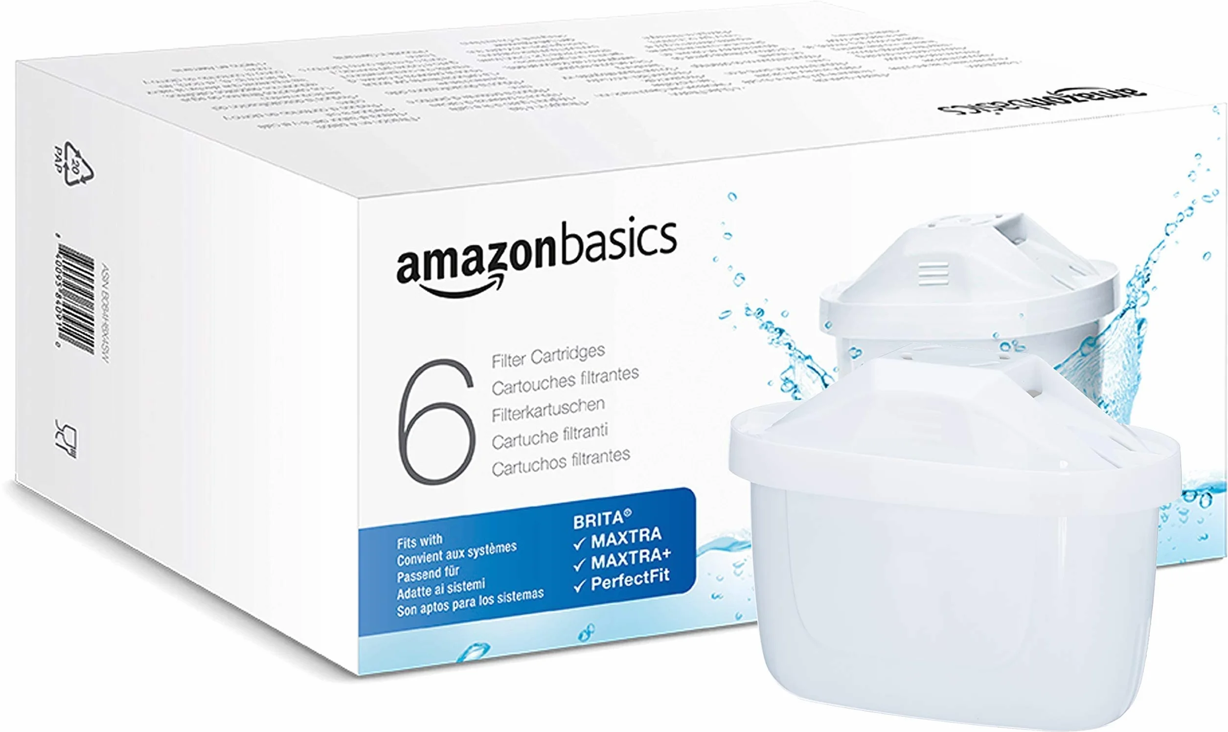 Amazon Basics Cartuchos filtrantes de Agua, 6 Unidad, Compatibles con BRITA PerfectFit
