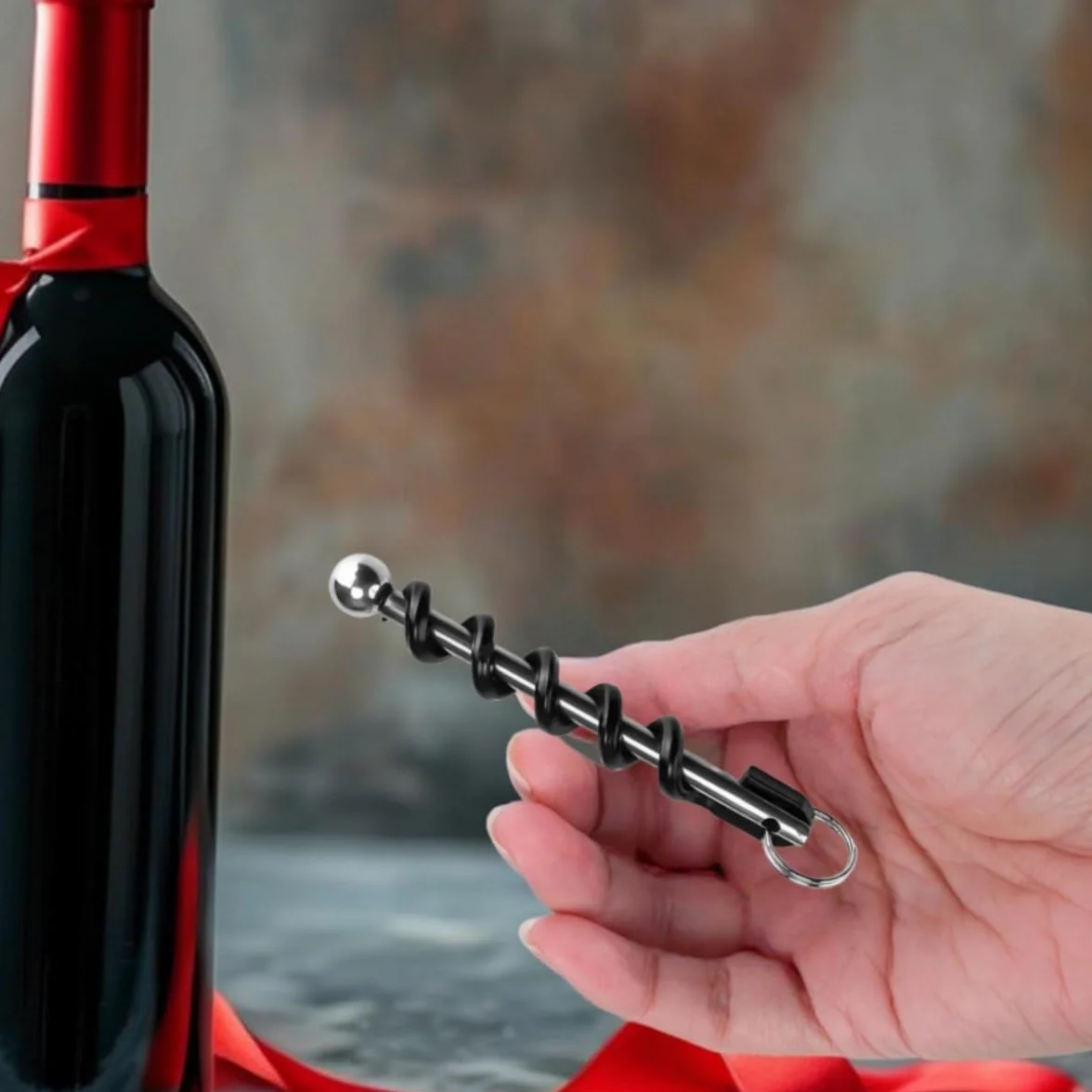 Sacacorchos Llavero,2 Pack Sacacorchos de Vino Llavero,Abridor de Botellas de Acero Inoxidable Portátil para Vino y Cerveza,Abrebotallas para Camareros,Picnic,Camping y Fiestas