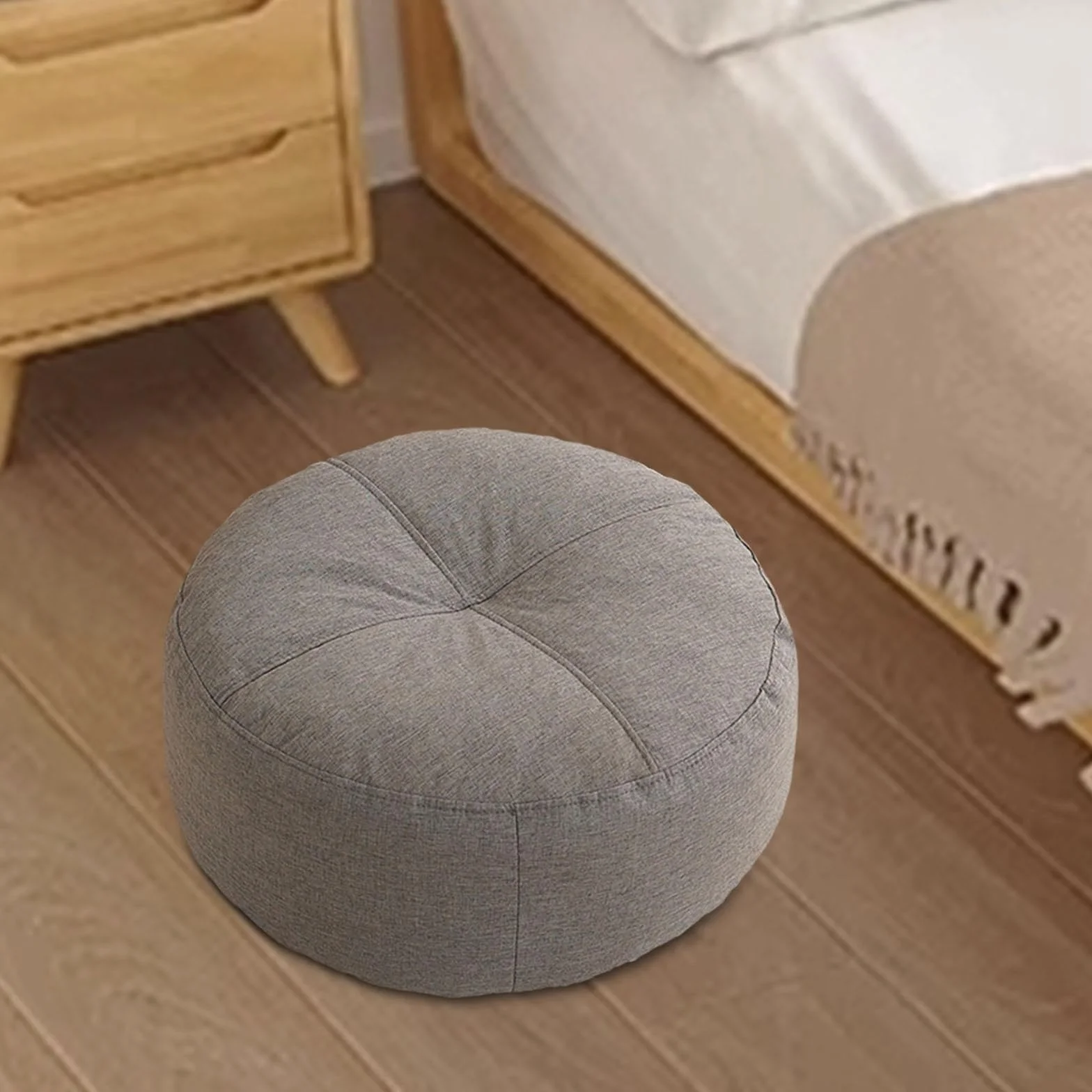 Cojín Redondo para el Suelo Gris Oscuro MagiDeal Yoga Decorativo