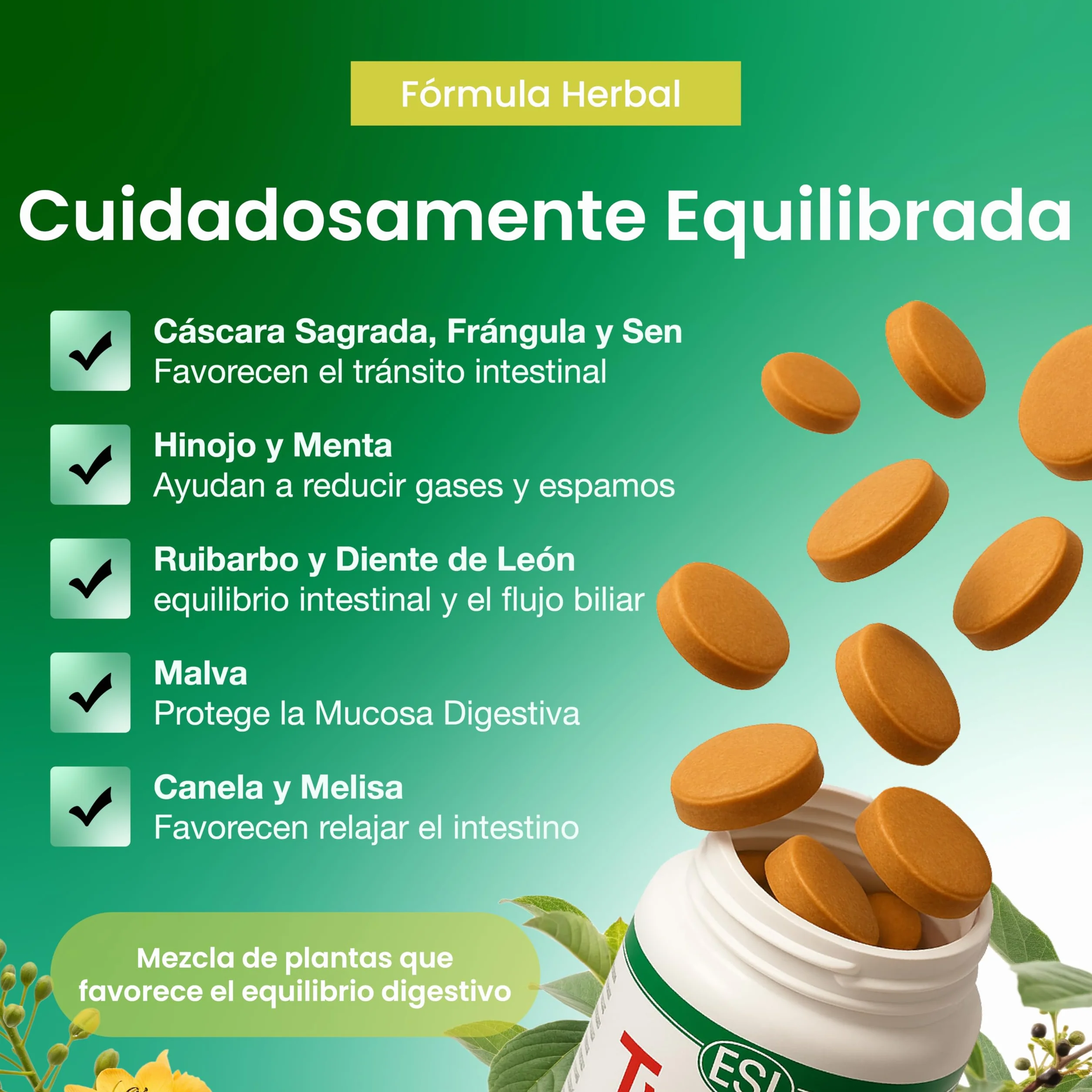 Trelax Natural para el Tránsito Intestinal Cáscara Sagrada Sen Frángula Hinojo Ruibarbo Alivio Digestivo 100 Comprimidos Veganos
