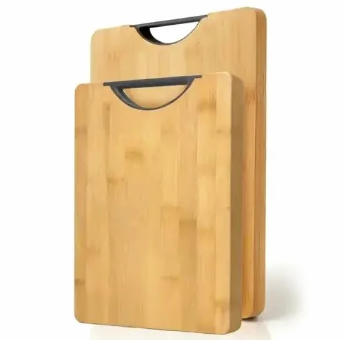 Tablas de Cortar de Bambú Set 2 Piezas.Tabla cocina madera. (38x28 + 30x20 cm) con Asa – Antibacterianas, Resistentes y Fáciles de Limpiar – Tabla Cocina Profesional