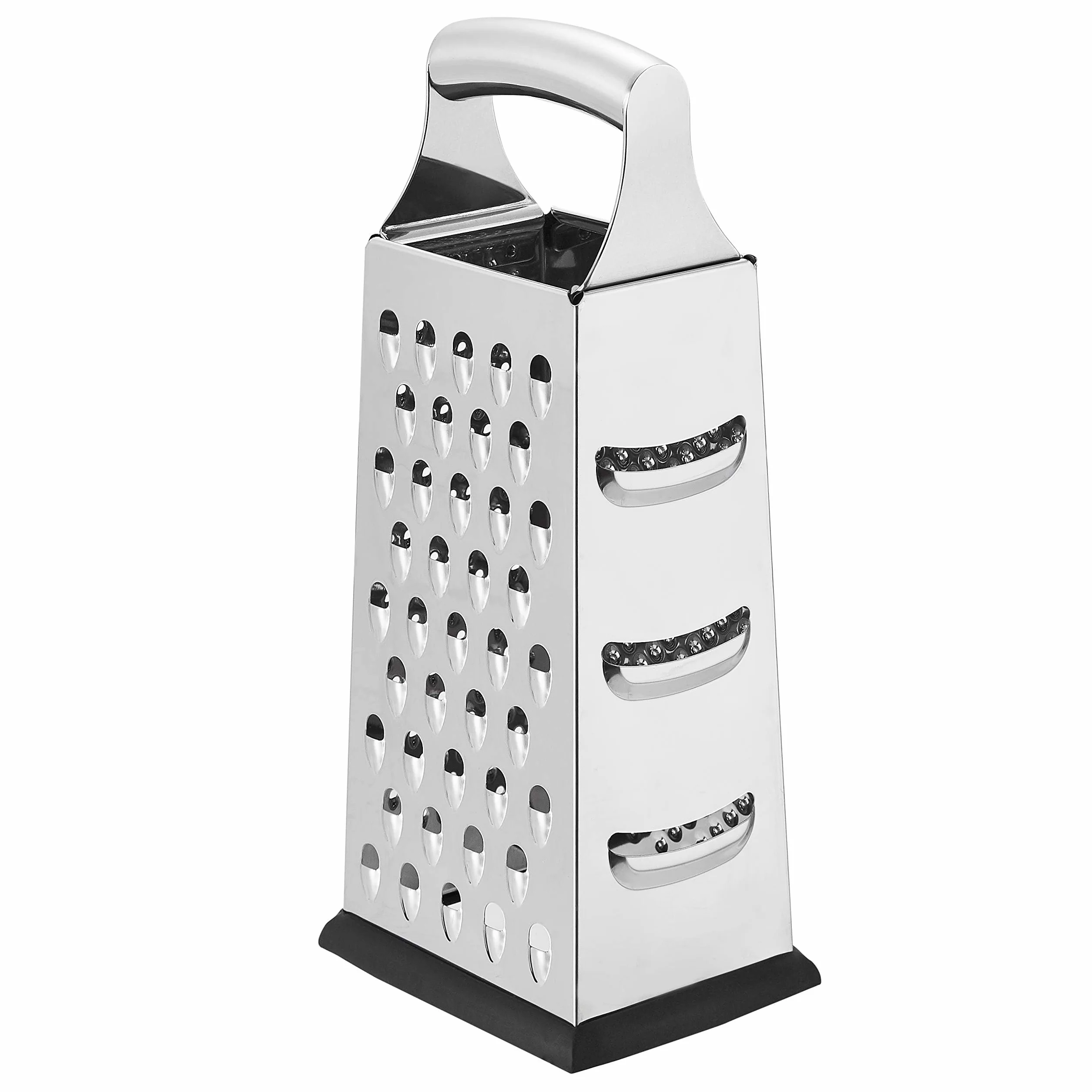Amazon Basics Rallador de queso de acero inoxidable 4 lados 22,9 cm Negro