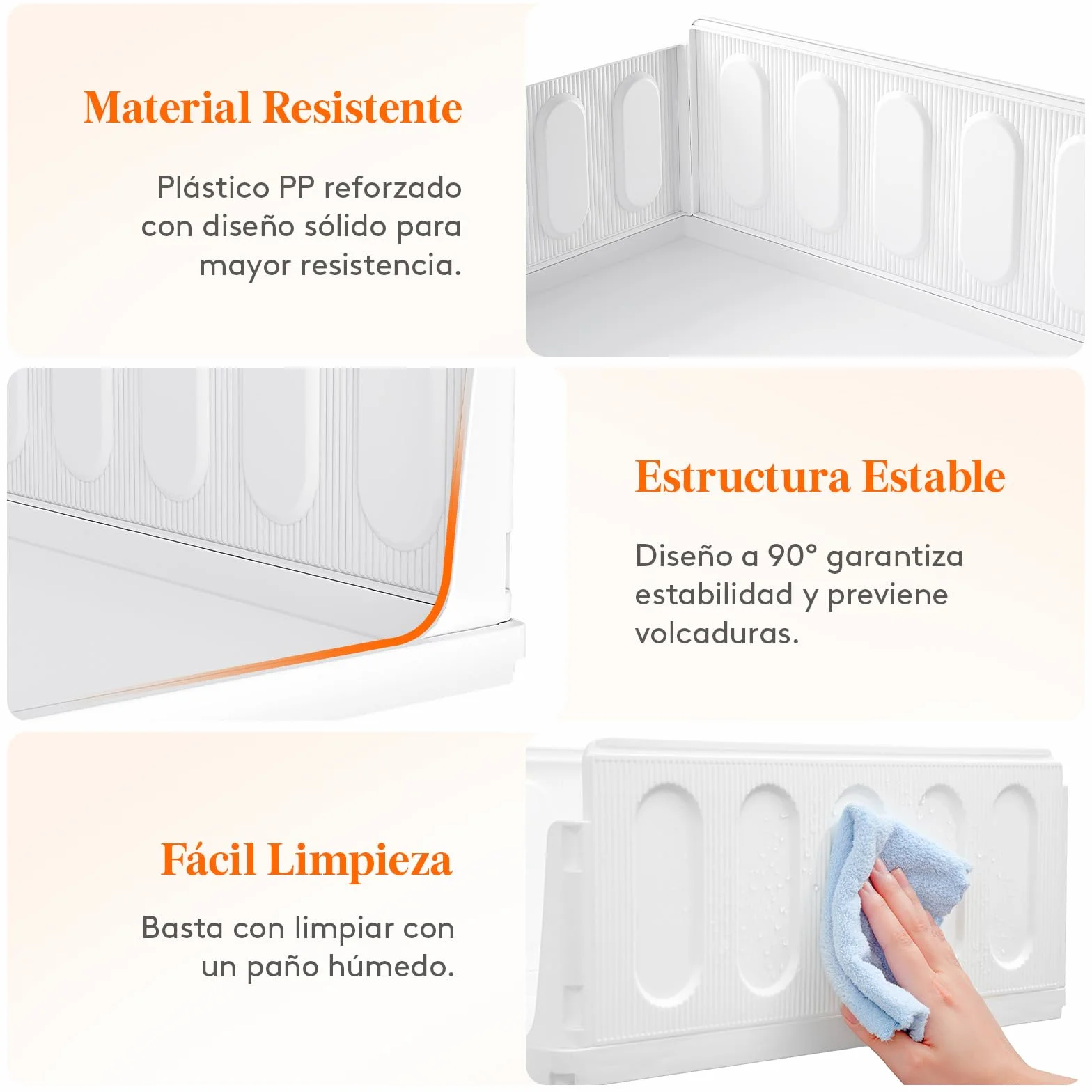 Lifewit Cajas de Almacenaje Extensibles Apilables 24L Blanco 5 Pack