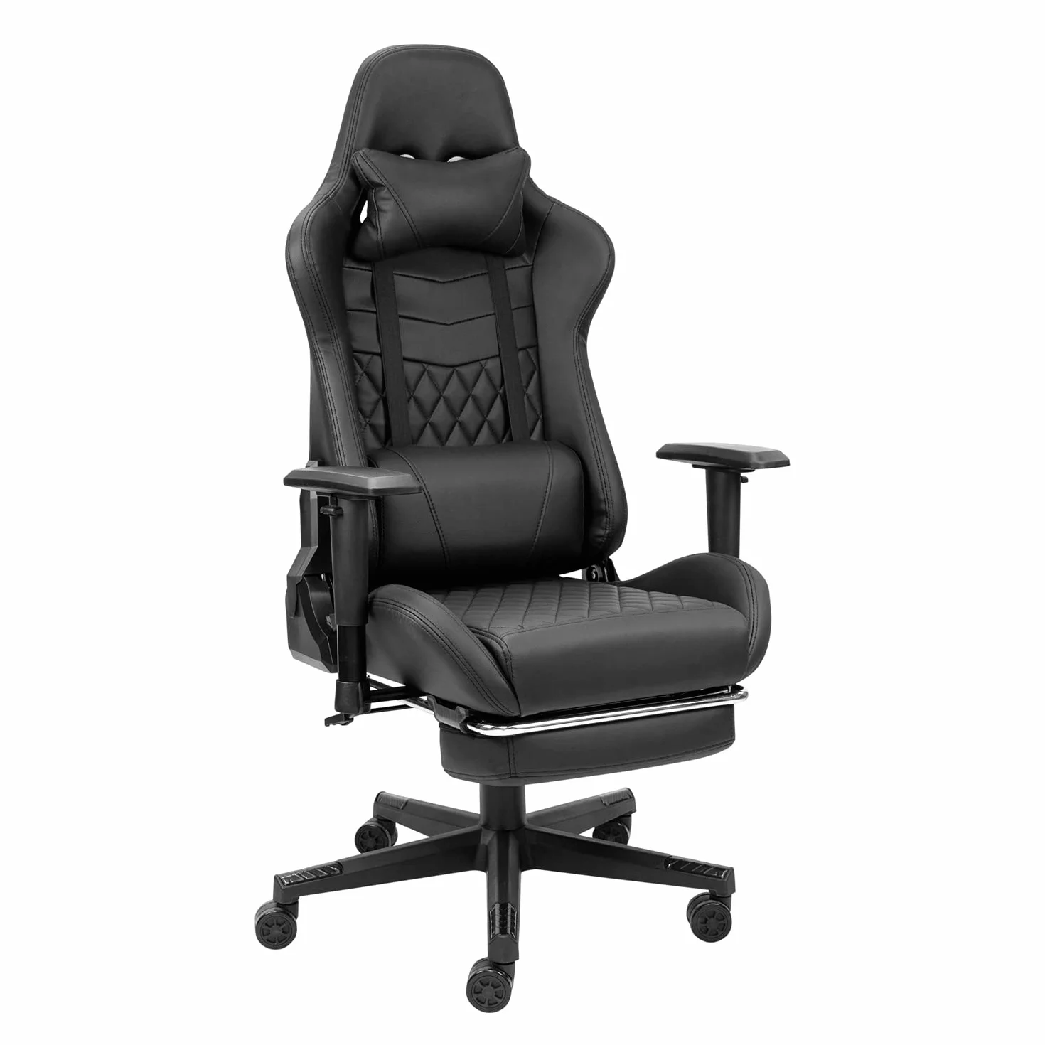 Silla Gaming de Ordenador Dark con Reposapiés y Asiento de Nylon Color Negro