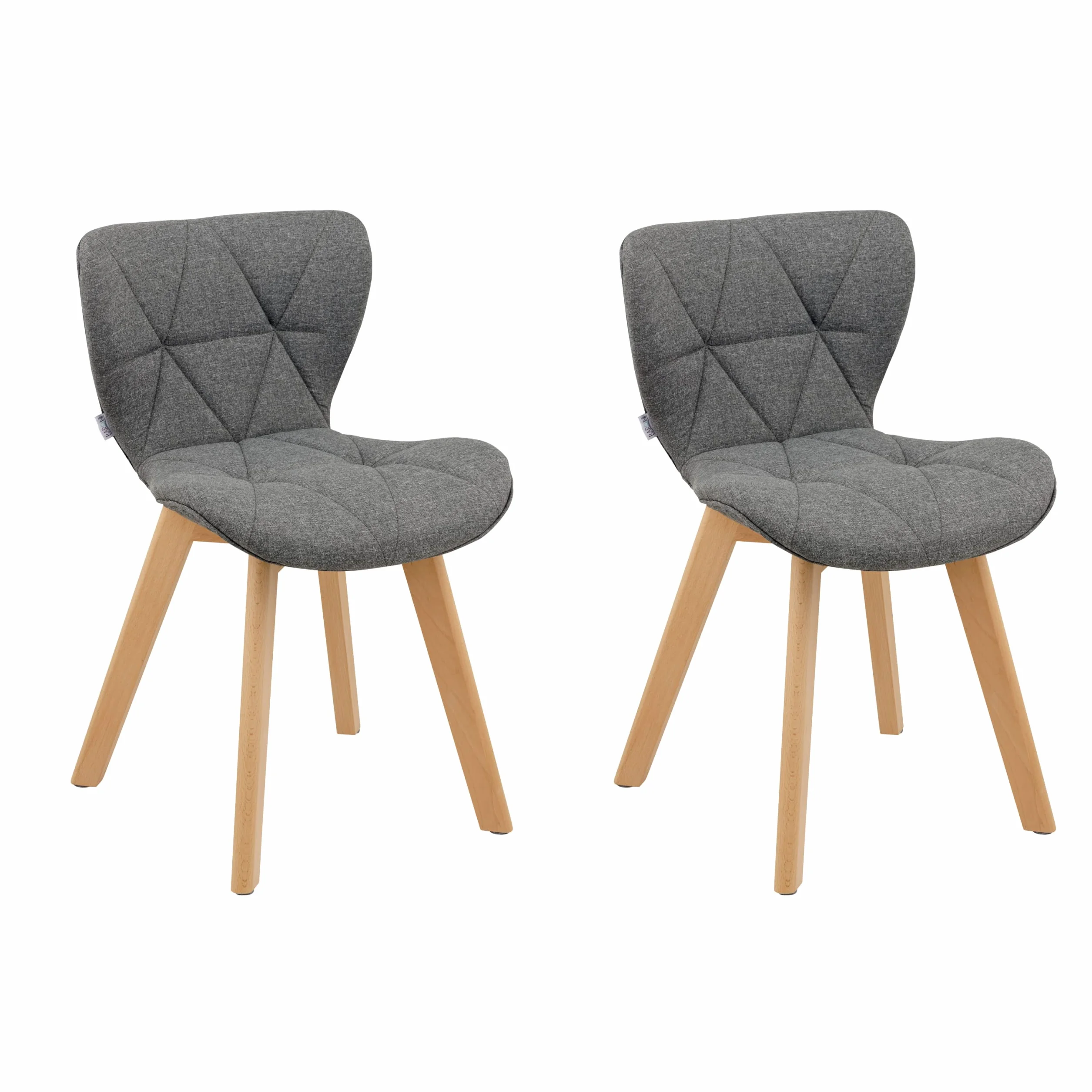 Baroni Home Silla de Comedor u Oficina con Patas de Madera, Silla ergonómica con Respaldo y cojín Acolchado, 42 x 42 x 74 cm (Gris, 2)