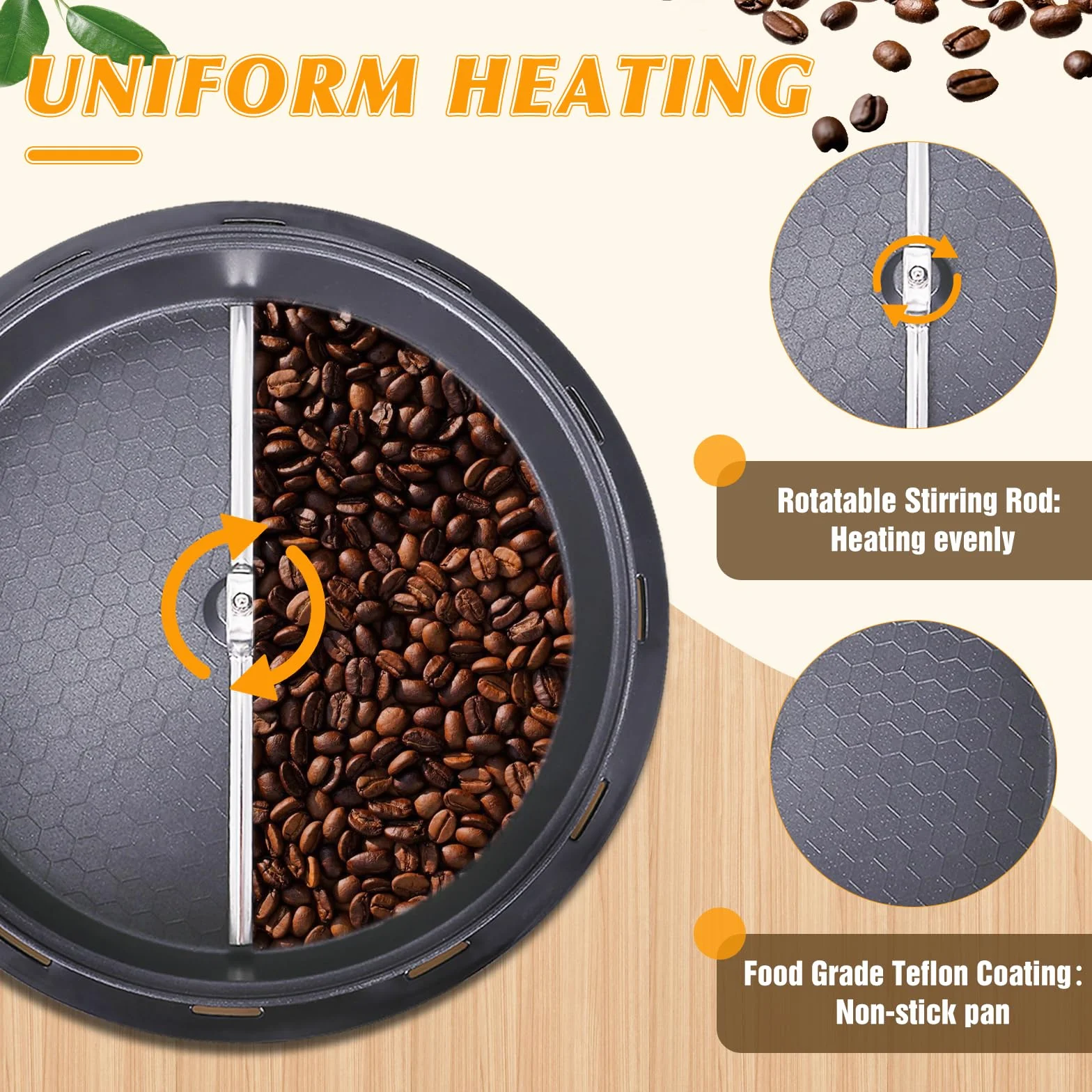 Tostador de Café 500g 0-240℃ 1200W con Temporizador