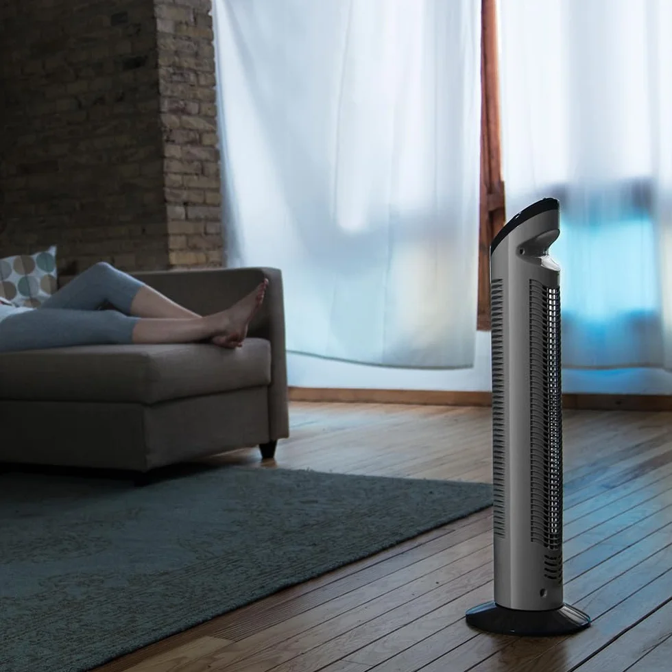 Cecotec Ventilador de Torre con Temporizador EnergySilence 790 Skyline. 50W, 30'' (76cm) de Altura, Control Mecánico, Oscilante, Motor de Cobre, 3 Velocidades