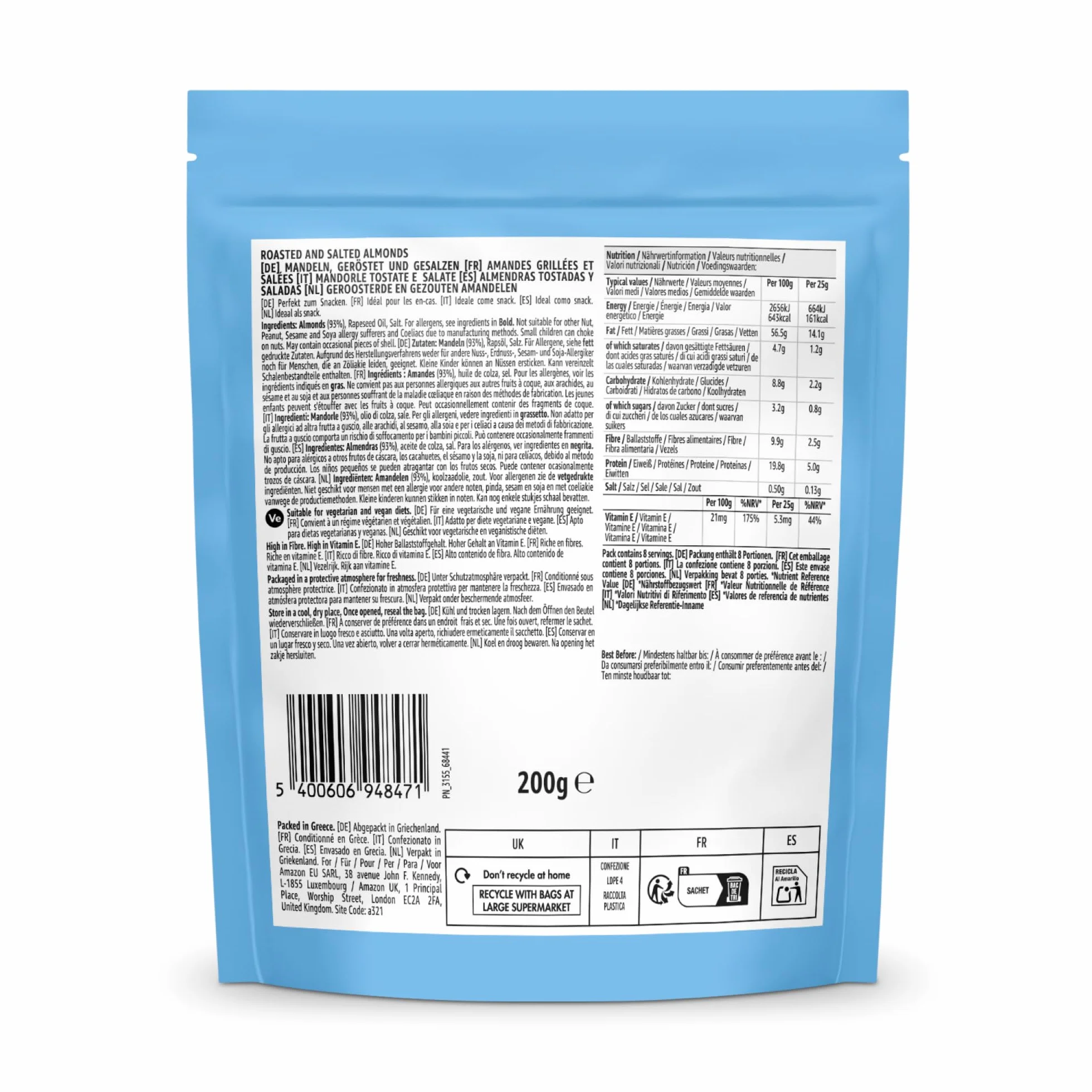 ALMENDRAS TOSTADAS Y SALADAS 200 g