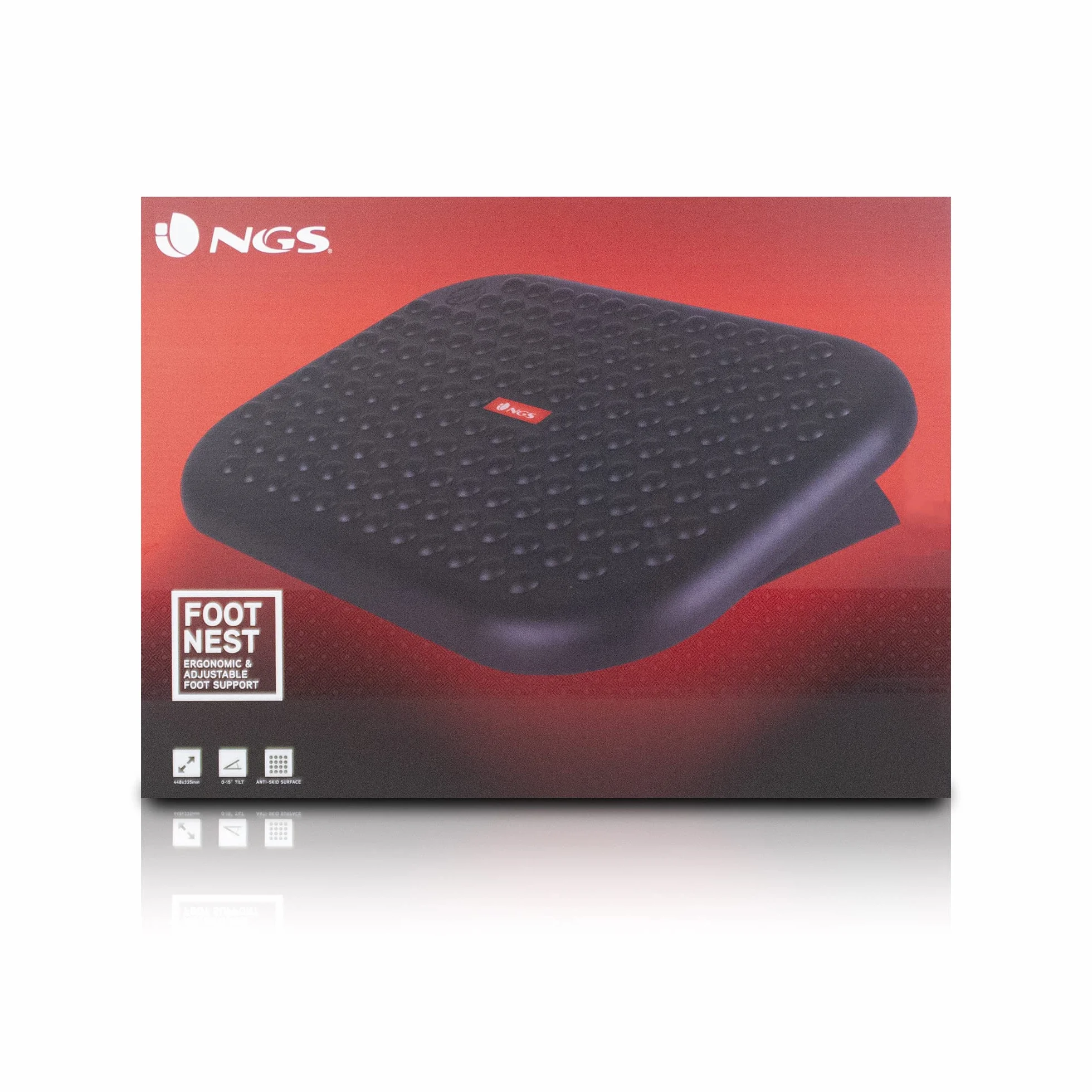 Reposapiés Ergonómico con Altura Ajustable, Inclinación 0° a 15°, Base Antideslizante, Superficie Masajeadora