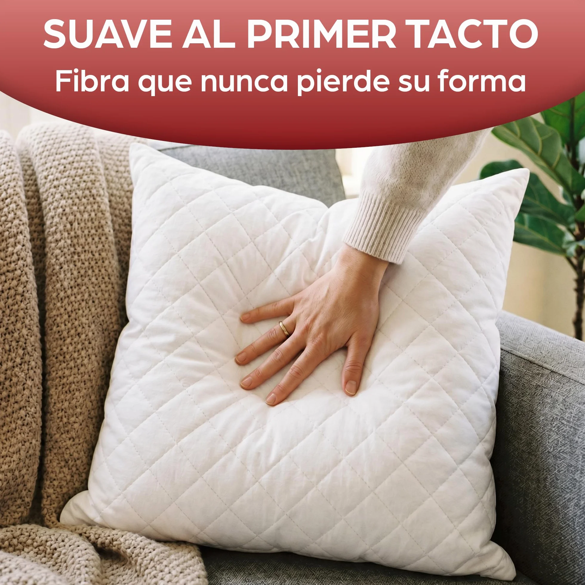 Flowen Almohadas para Cama 65x65 2 Unidades Relleno Cojin Hipoalergénico Antiácaros y Suave Cuadrado para Hogar con Funda de Almohada Acolchada Blanco Extraíble y Lavable