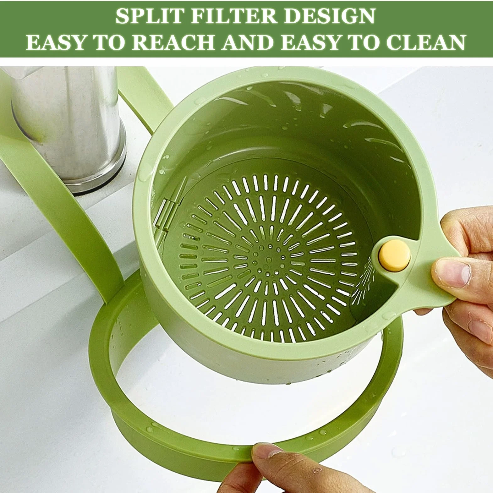 Colador de Fregadero Colgante, Cesta de Filtro de Plástico con Cierre a Presión