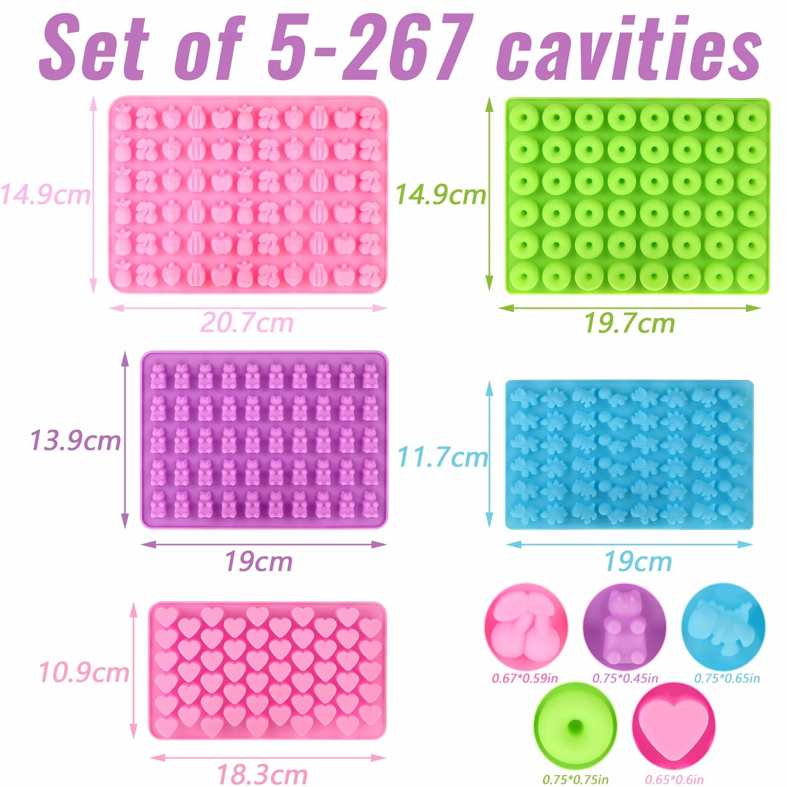Moldes de Silicona para Caramelos y Chocolate con 2 Pajitas, 1 Espátula, 50 Bolsitas