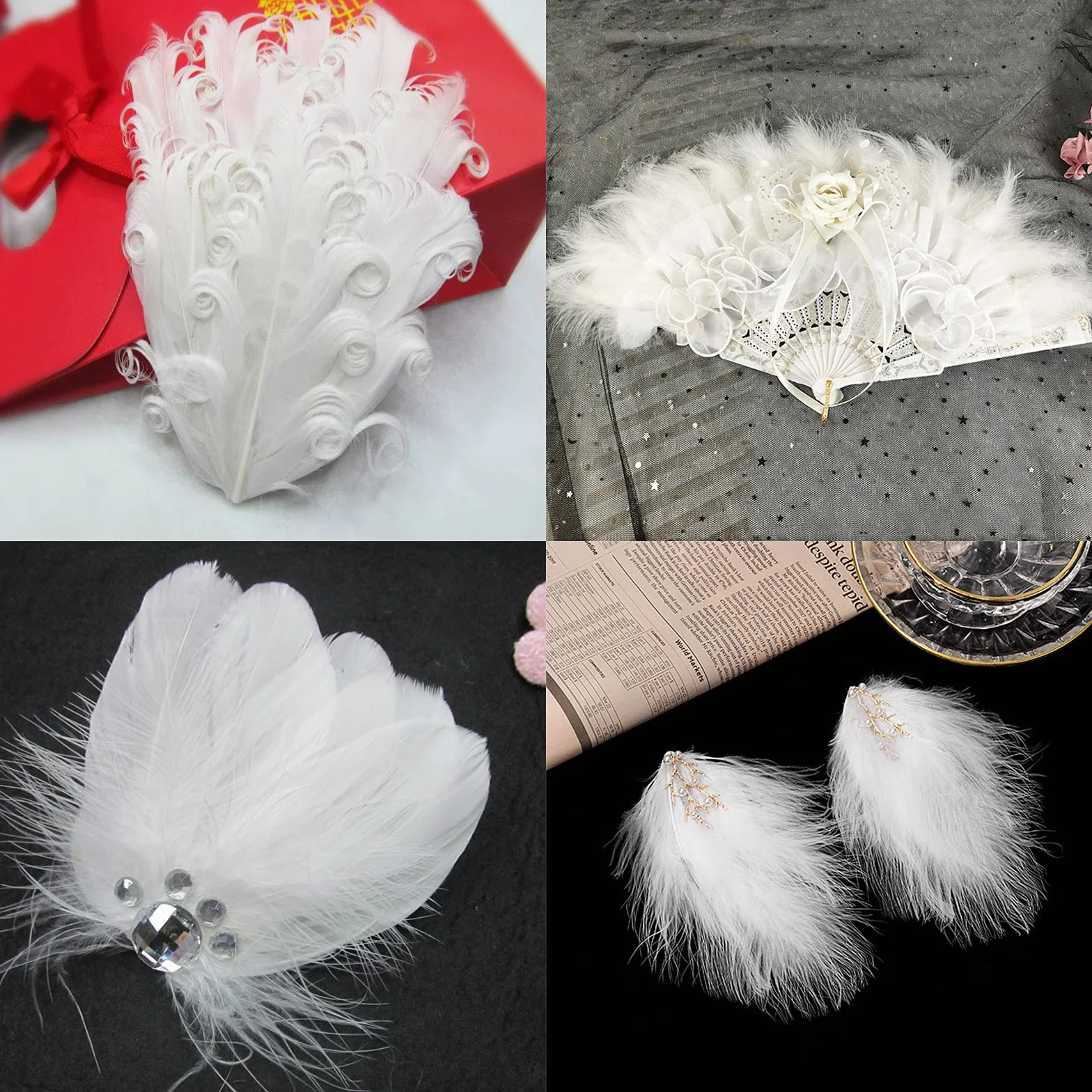 MWOOT 4 Estilos Surtidos de Plumas Artesanales (Blanco)