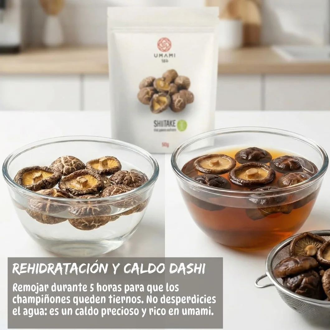 Umami Setas Shiitake BIO Japonesas 50g Secadas Naturalmente Origen Kyushu Japón Calidad Premium para Ramen Sopas Risottos 100% Natural