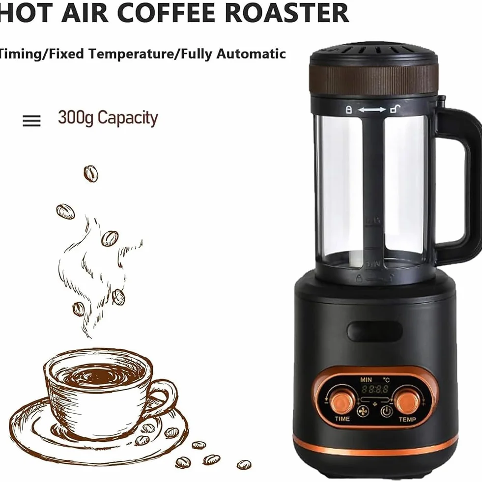 Tostador de café eléctrico 2400 W 300 g pantalla digital temporizador temperatura ajustable