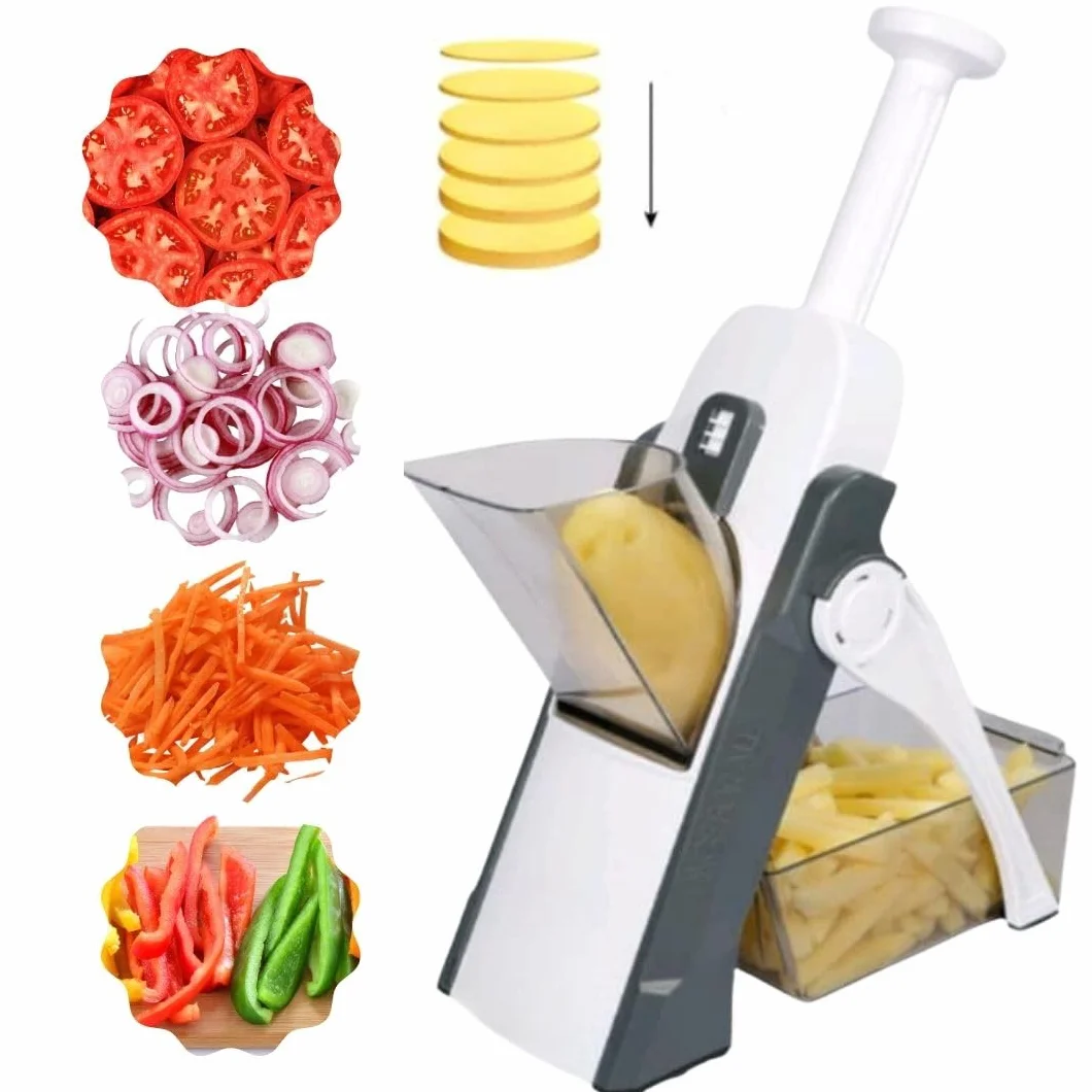 Picadora de verduras, Picadora de verduras, cortadora patatas ajustable, cubos, cebolla, fritas, alimentos