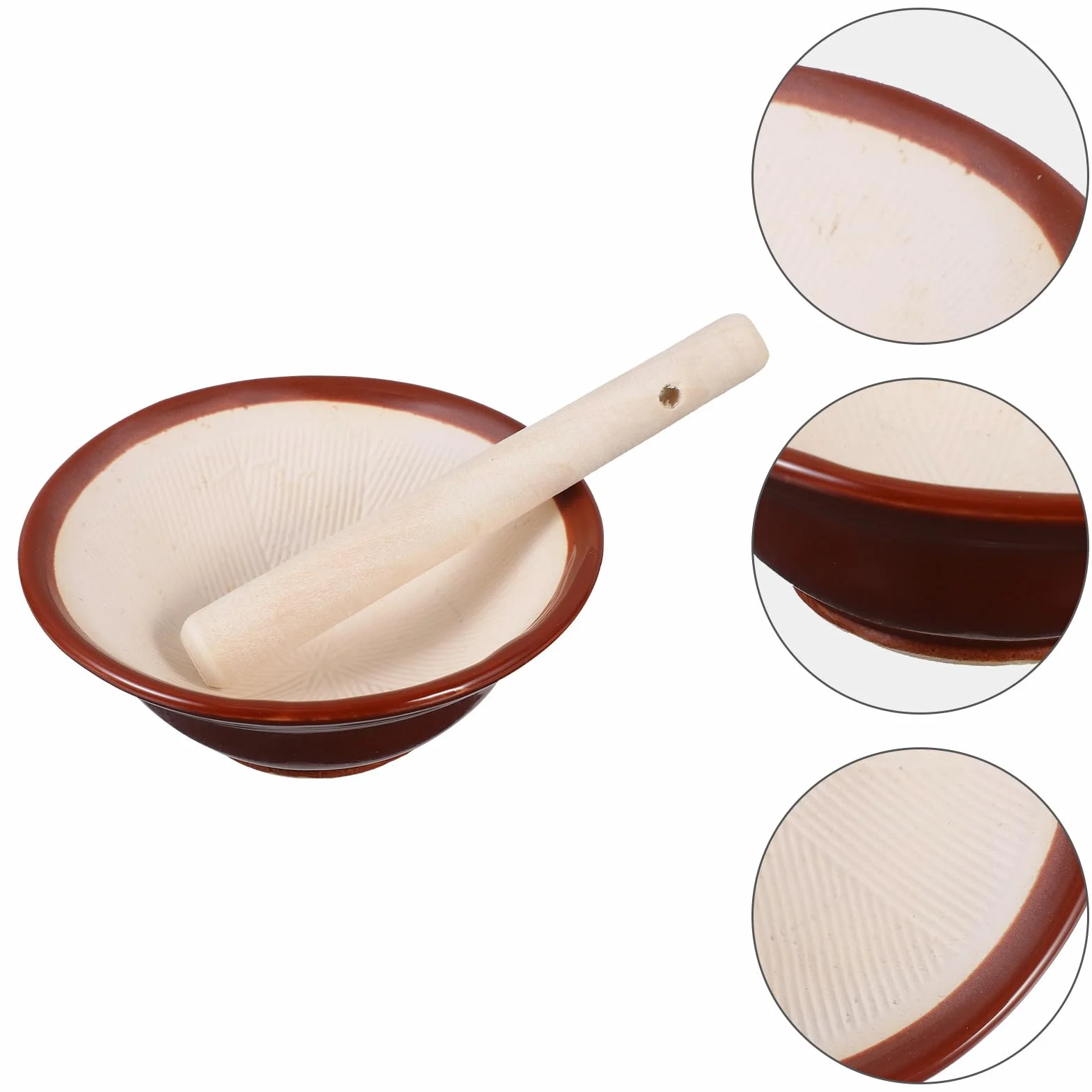 ABOOFAN 1 Pc cuenco de molienda triturador de ajo molinillos de pimienta suribachi sal mortero retro Tazón para moler condimentos cerámica amoladora terry Trituradora bebé píldora Madera