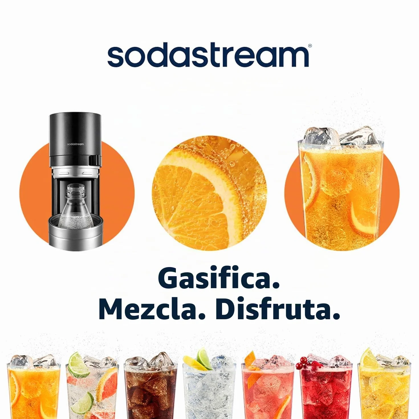 Duo gasificador de agua negro con cilindro para 60L, 2 botellas de plástico 1L, 2 botellas de cristal 1L