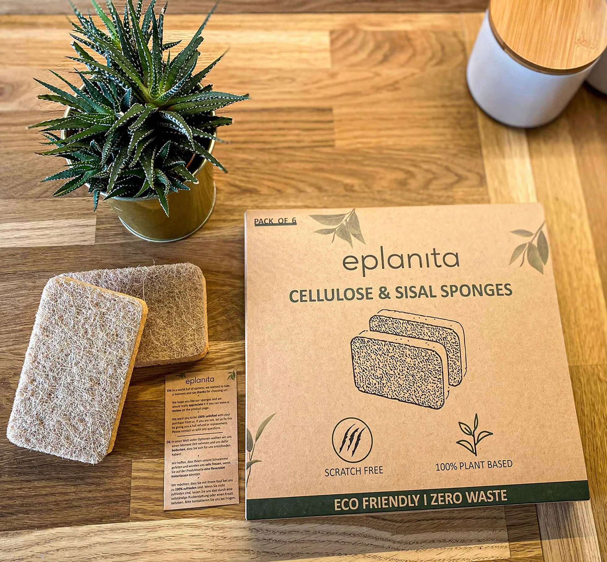 Esponjas naturales biodegradables ecológicas antiarañazos paquete de 6 para cocina y baño