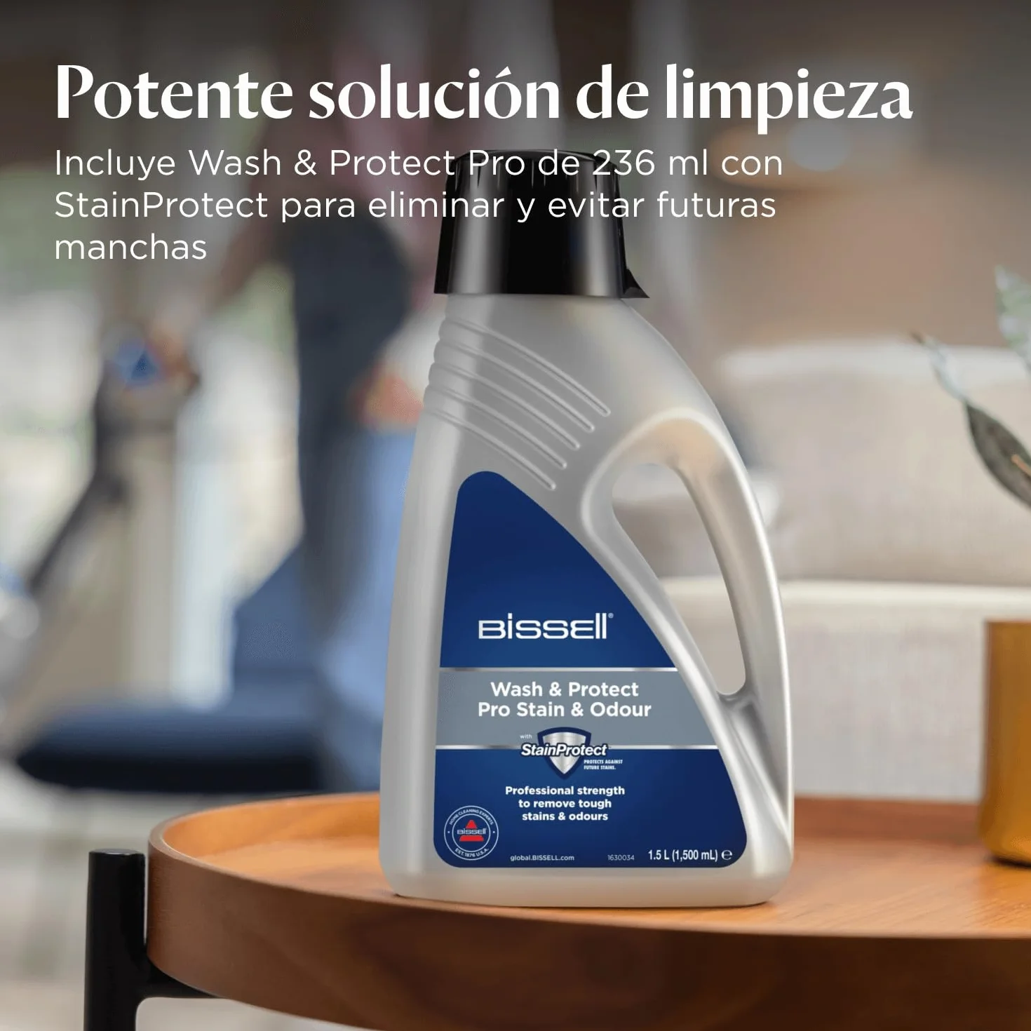 BISSELL PowerWash Compact Pet, Aspiradora de Agua Tapicería y Alfombras Compacto, Manchas y Olores Mascotas, Lava aspiradora Multisuperficie, Accesorios Desmontables, 600W, Portable, con Cable, 4058N