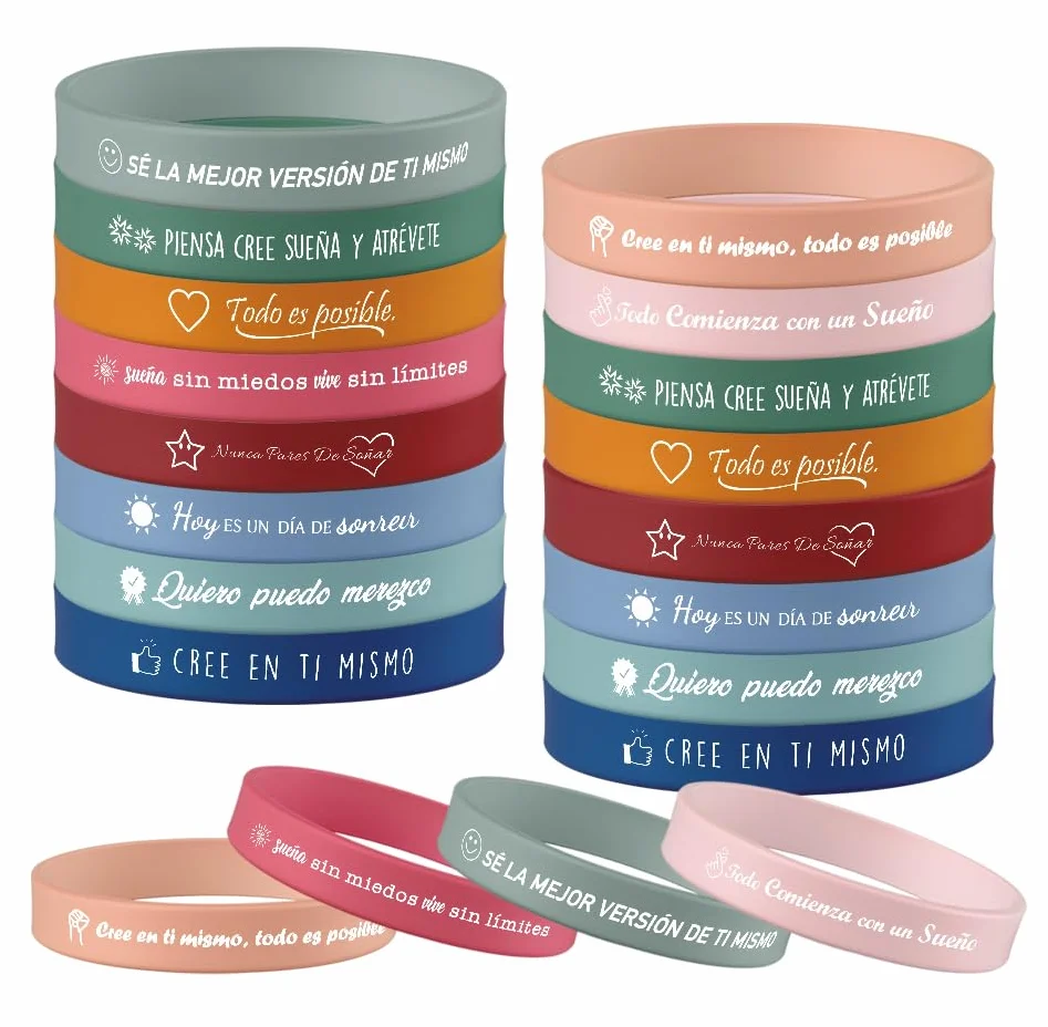 Pulseras motivacionales inspiradoras con frases de silicona, regalos motivacionales para adolescentes, estudiantes, colegas