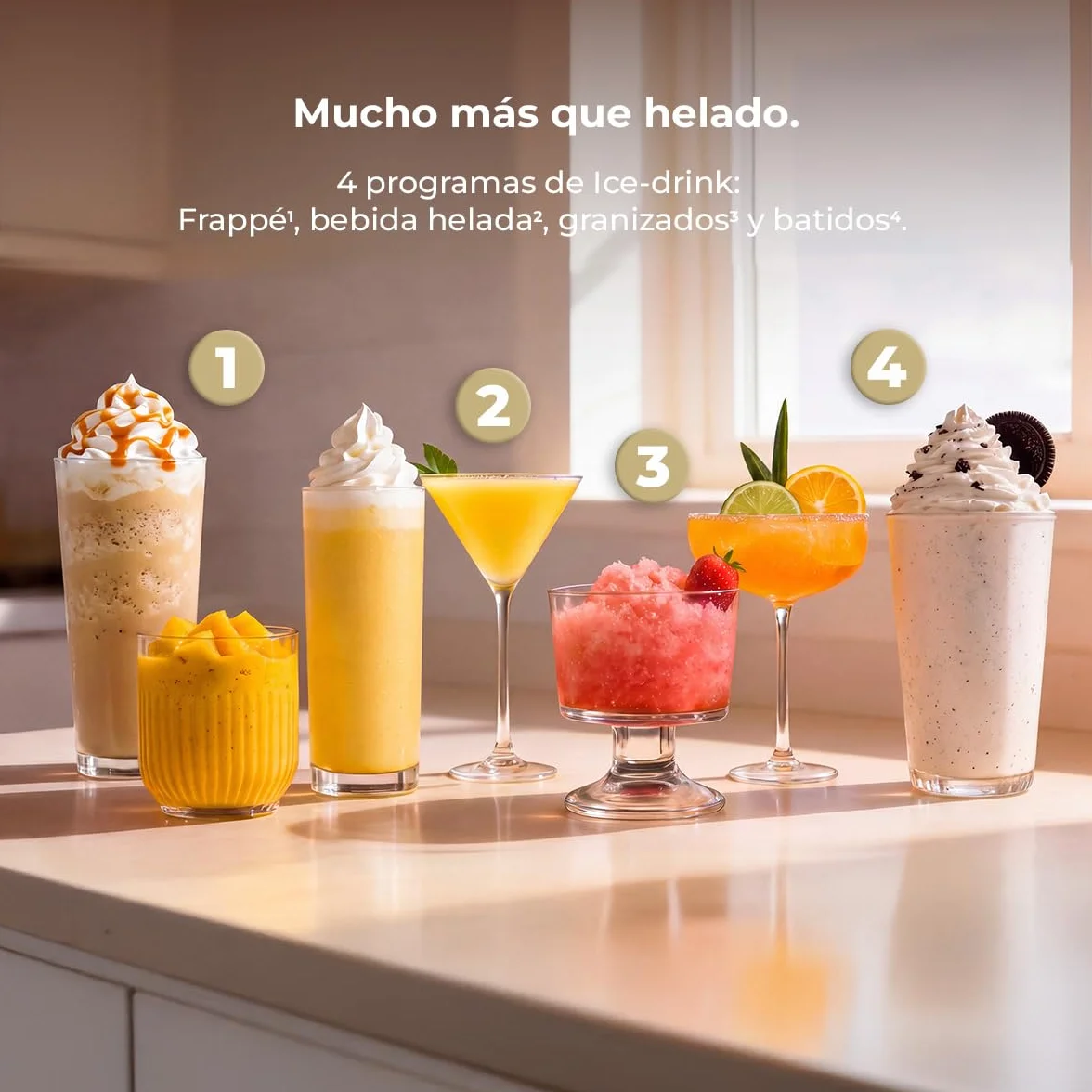 Cecotec Heladera Multifunción Capacidad 2,1L, 3 Tarrinas, Gelatec 2100. 500W, 11 Programas de Helado y Bebidas Granizadas, Tecnología CreamOn y Re-spin, Pantalla Táctil, Incluye Recetario Digital
