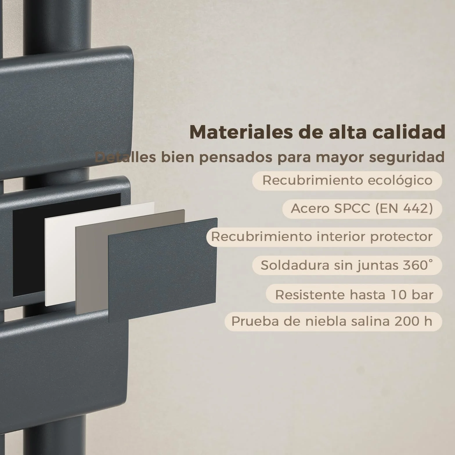 S'AFIELINA Radiador de diseño para baño, radiador toallero Agua calefaccion Antracita, Conexión Central,1041x500mm, radiador para baño, secador de Toallas, 555 vatios（Válvula no incluida）
