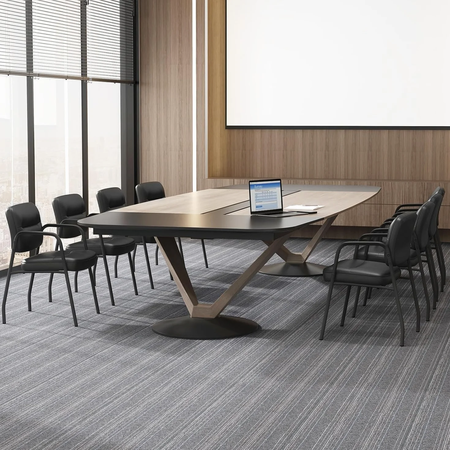 GIANTEX Juego de 2 Sillas Confidentes, Sillas de Reuniones Ergonómicas con Respaldo y Asiento Acolchados de Piel Sintética, Reposabrazos, Capacidad 160 kg, para Oficina, Sala de Espera (Negro)