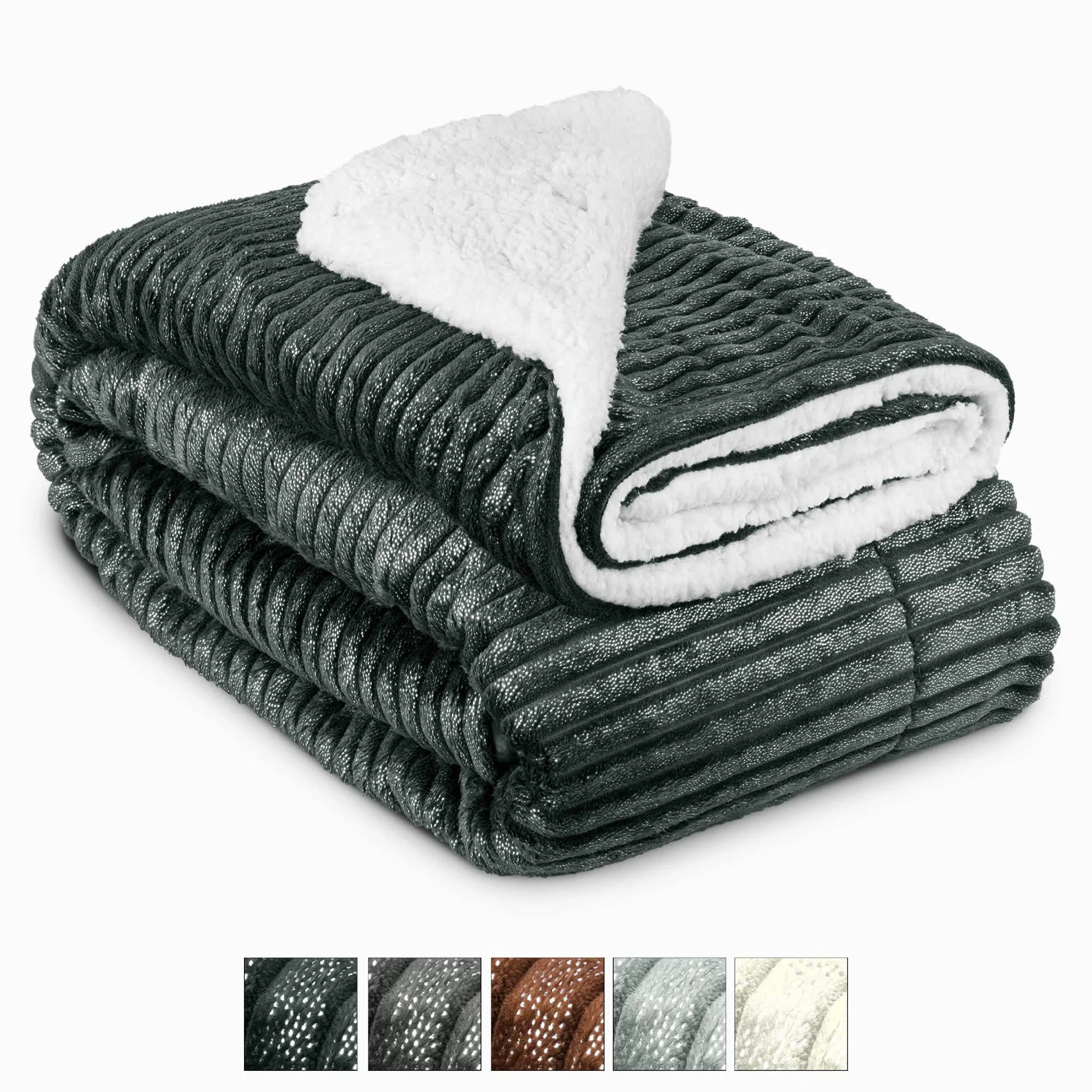 Beautissu Manta Sherpa de Sofá Polar Gruesa de Invierno Cubre sofá XXL Piel | 220x240cm negro mimosa acogedora con aspecto de cordero y efecto brillo mullida borreguito Elisa
